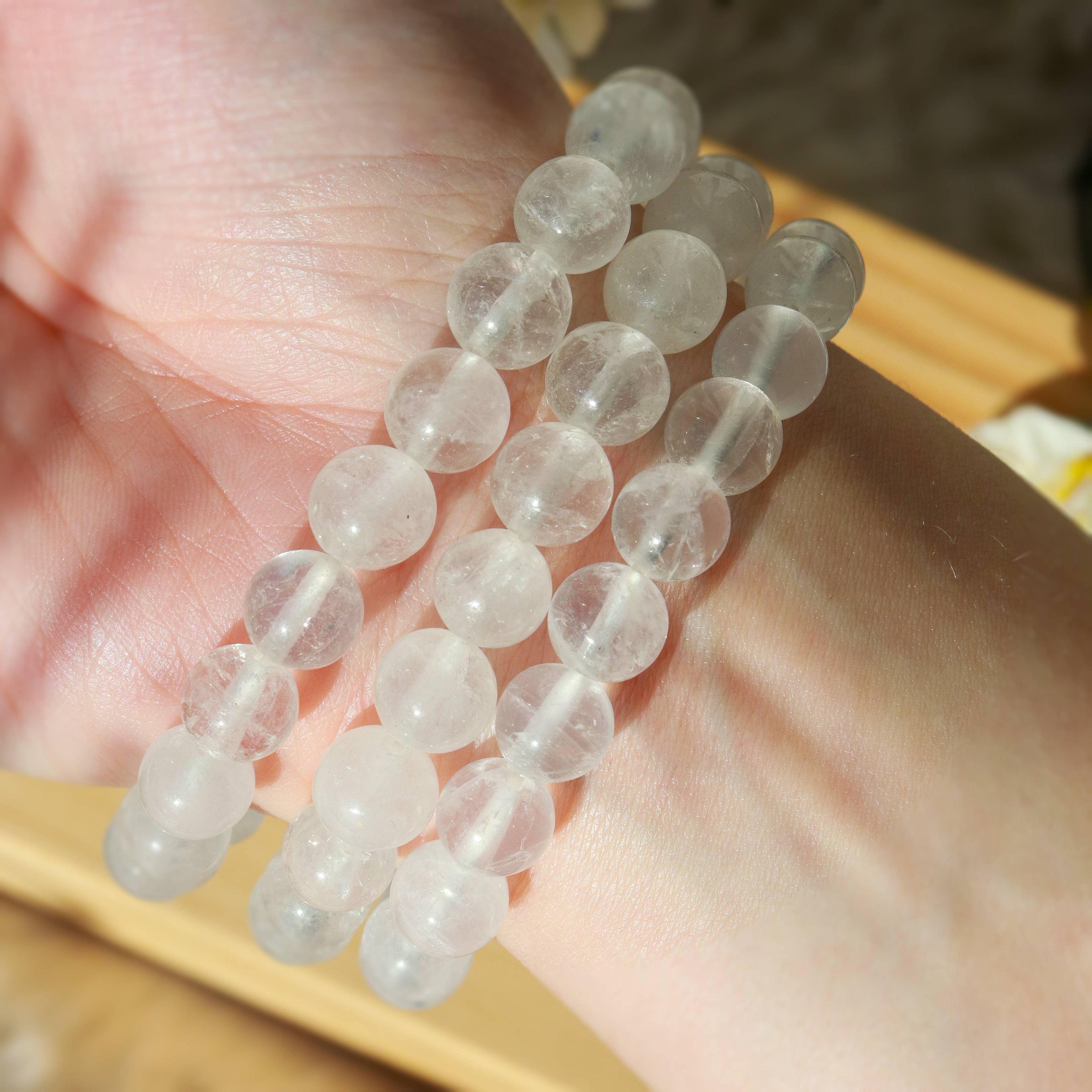 Clear Quartz Round Beaded Bracelet 8 mm