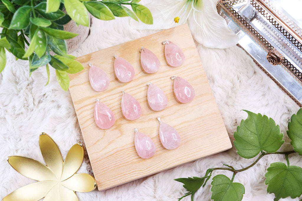 Rose Quartz Teardrop Pendants - Rose Quartz Jewelry