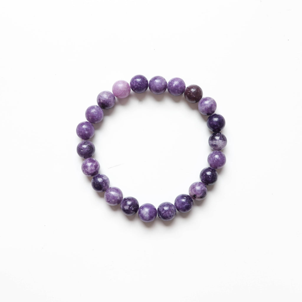 Lepidolite Round Beaded Bracelet 8 mm