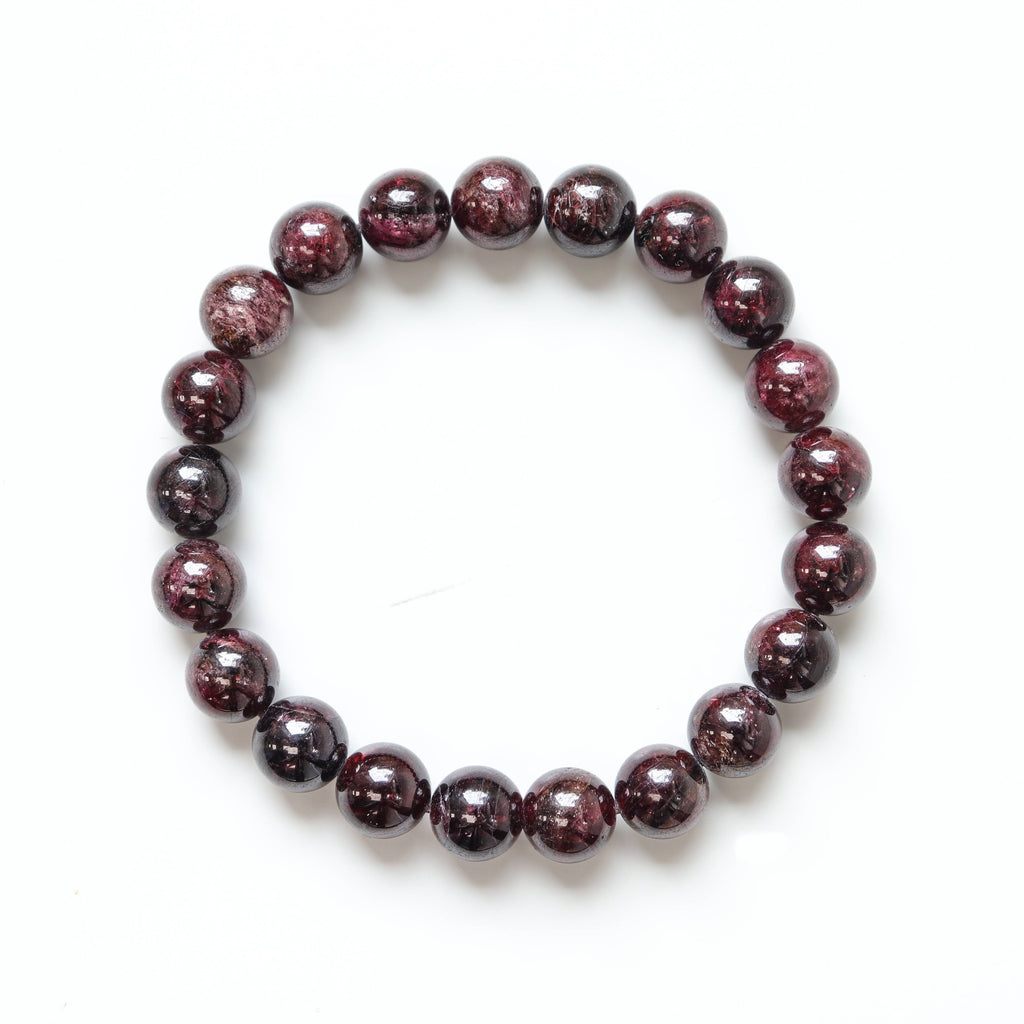 Garnet Round Beaded Bracelet 8 mm