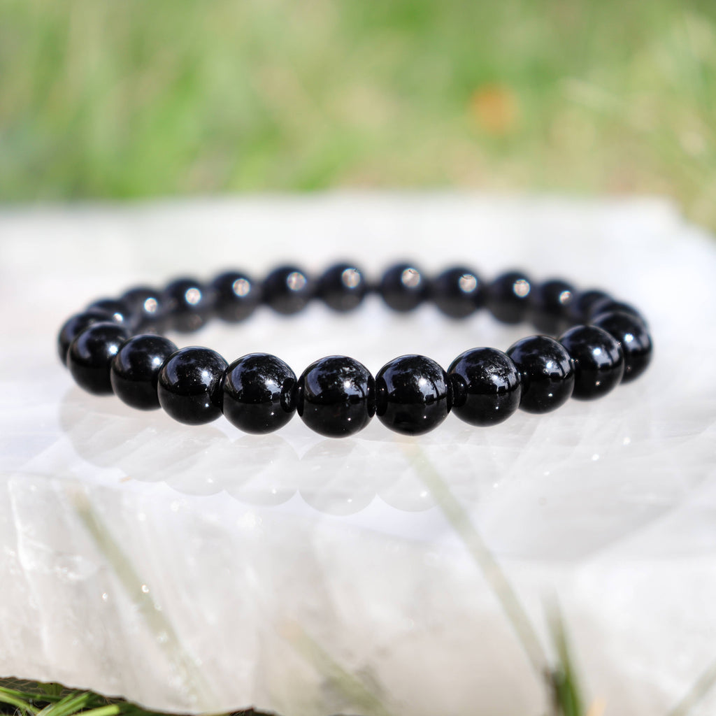 Black Obsidian Round Beaded Bracelet 8 mm