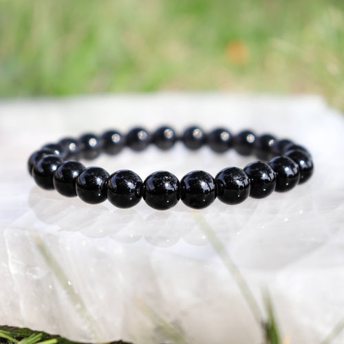 Black Obsidian Round Beaded Bracelet 8 mm