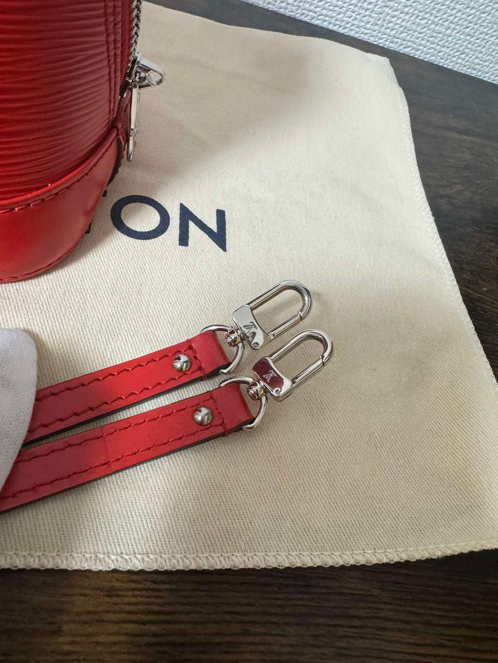 Louis Vuitton BB Alma in Epi Leather in Silver Hardware