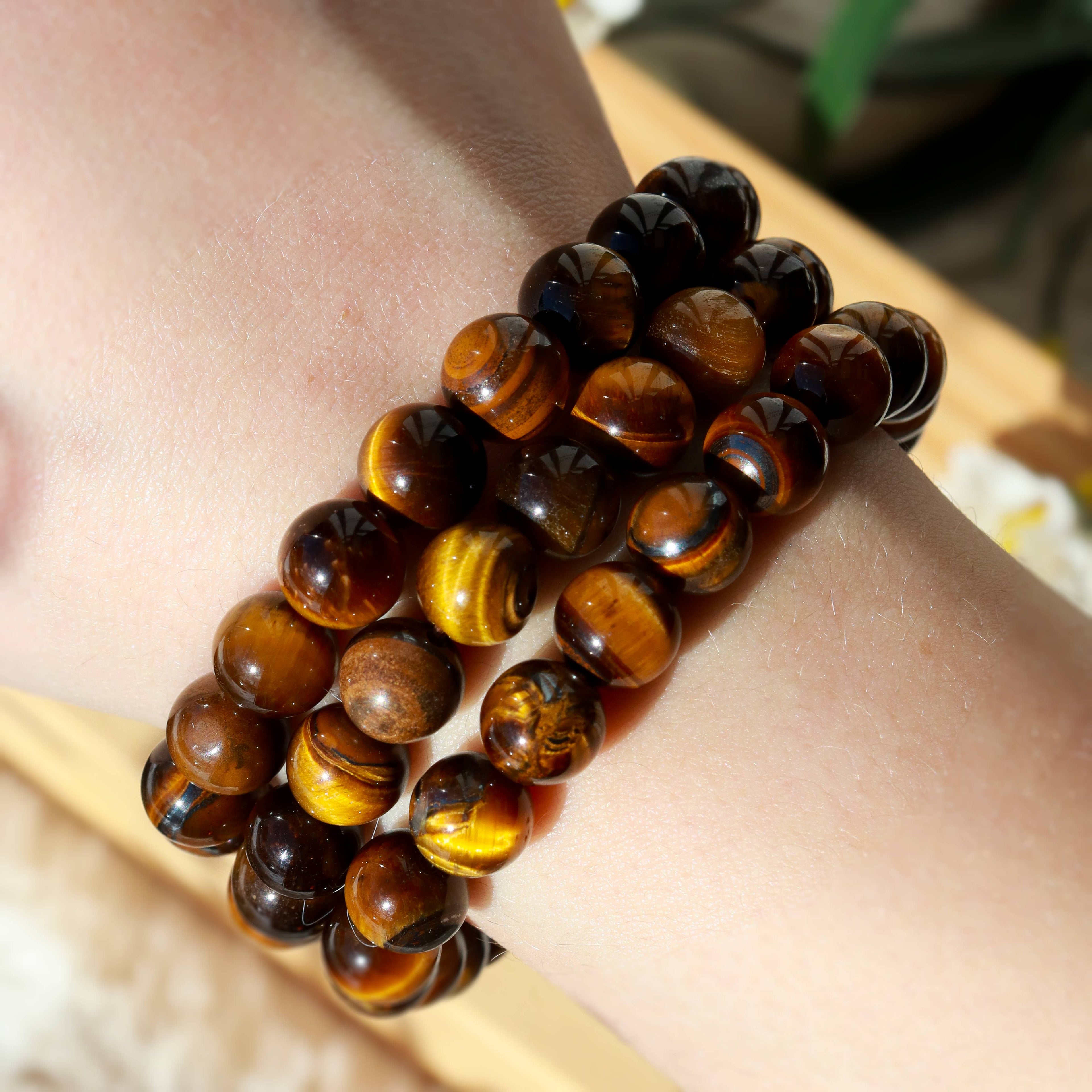 Golden Tiger's Eye Round Beaded Bracelet 8 mm