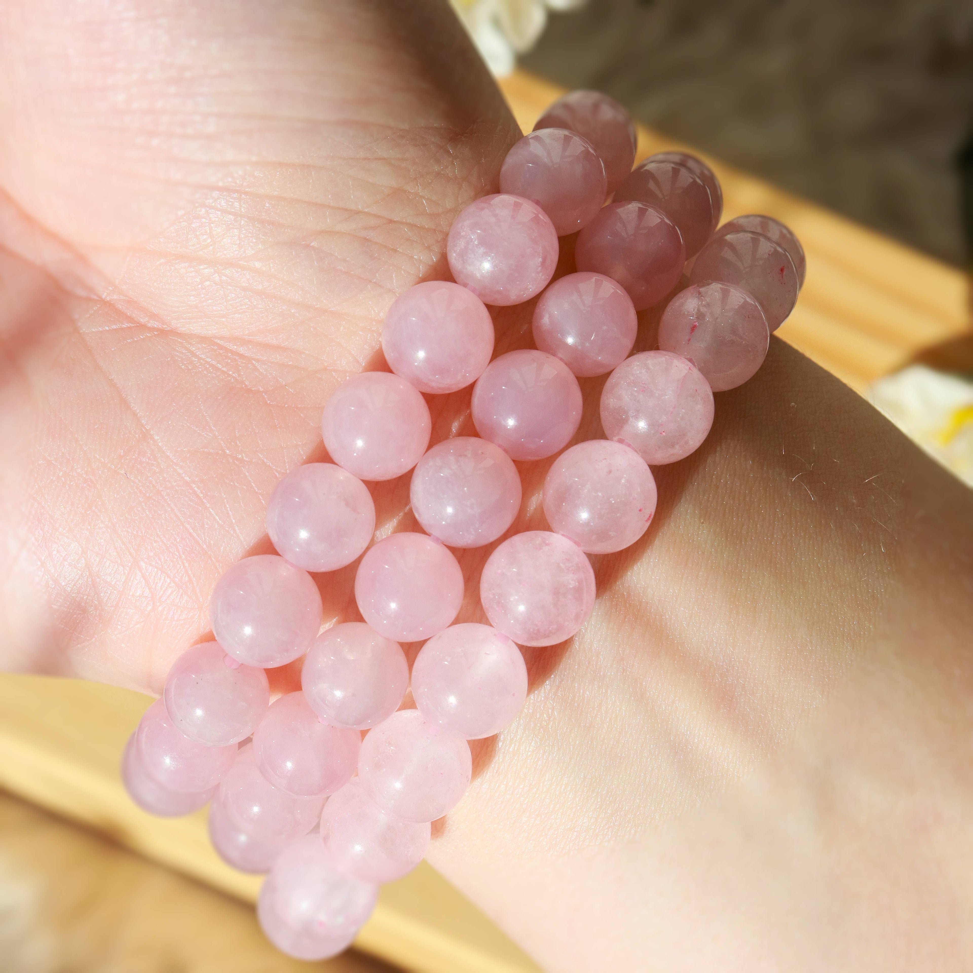 Rose Quartz Round Beaded Bracelet Size:8 mm