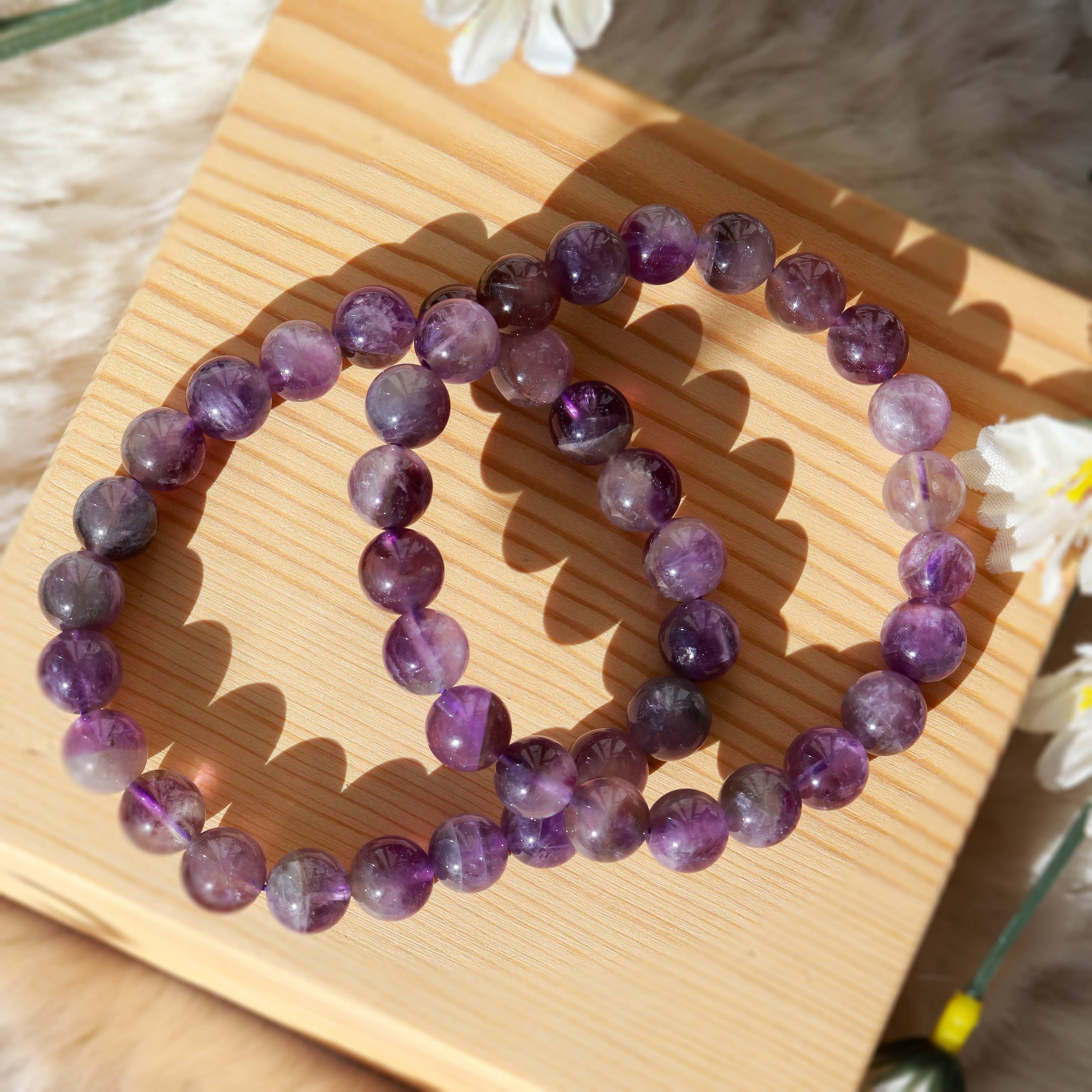 Amethyst Round Beaded Bracelet 8 mm