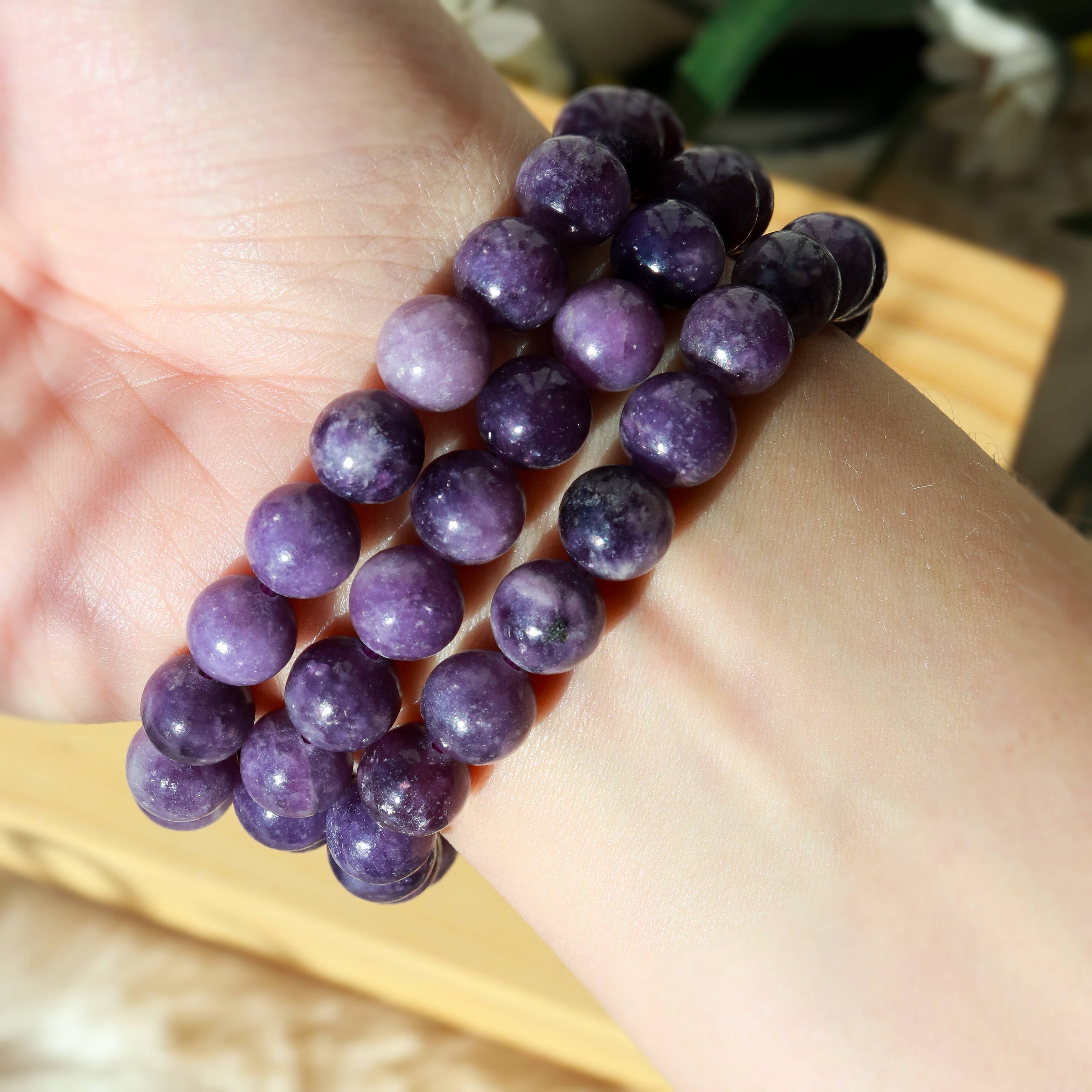 Lepidolite Round Beaded Bracelet 8 mm