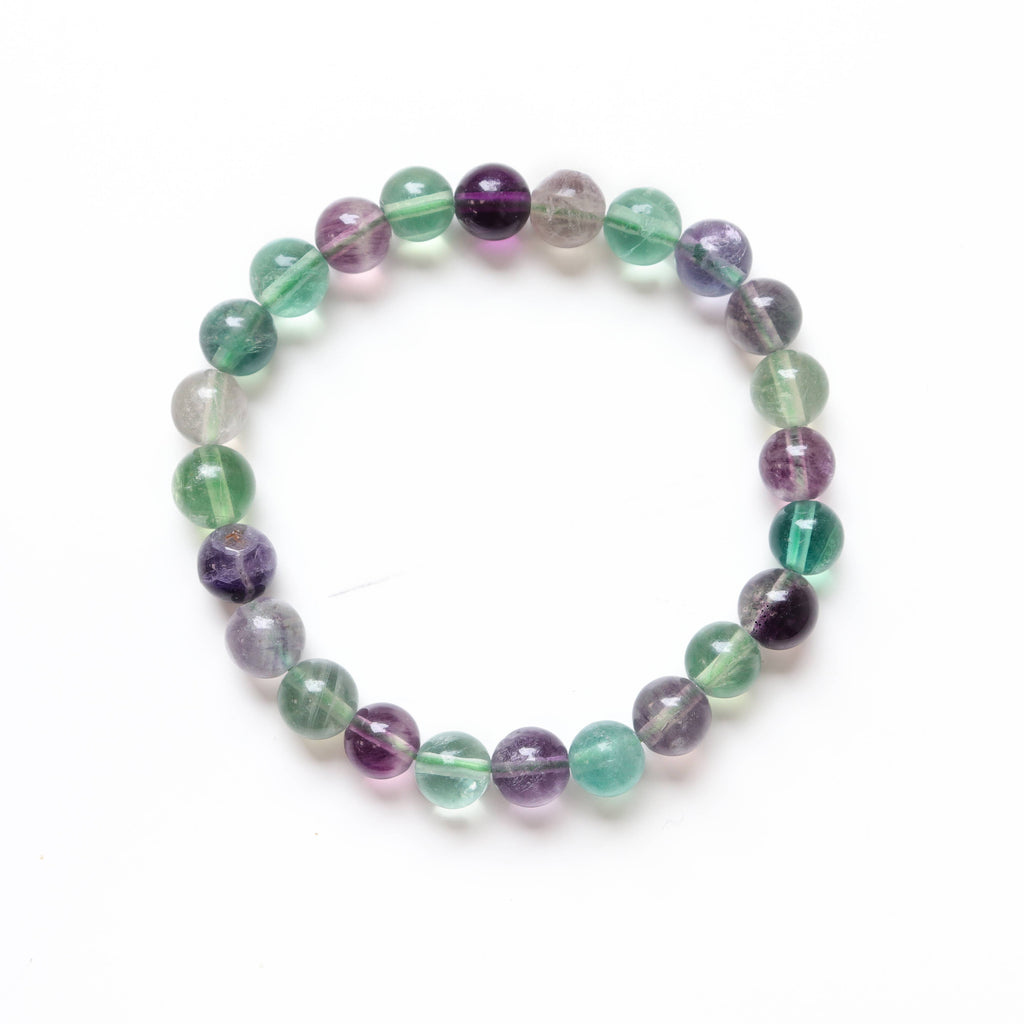 Rainbow Fluorite Round Beaded Bracelet 8 mm