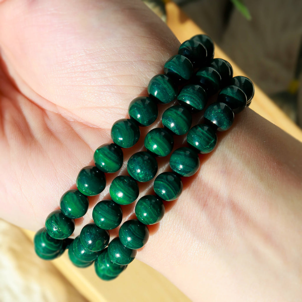 Malachite Round Beaded Bracelet