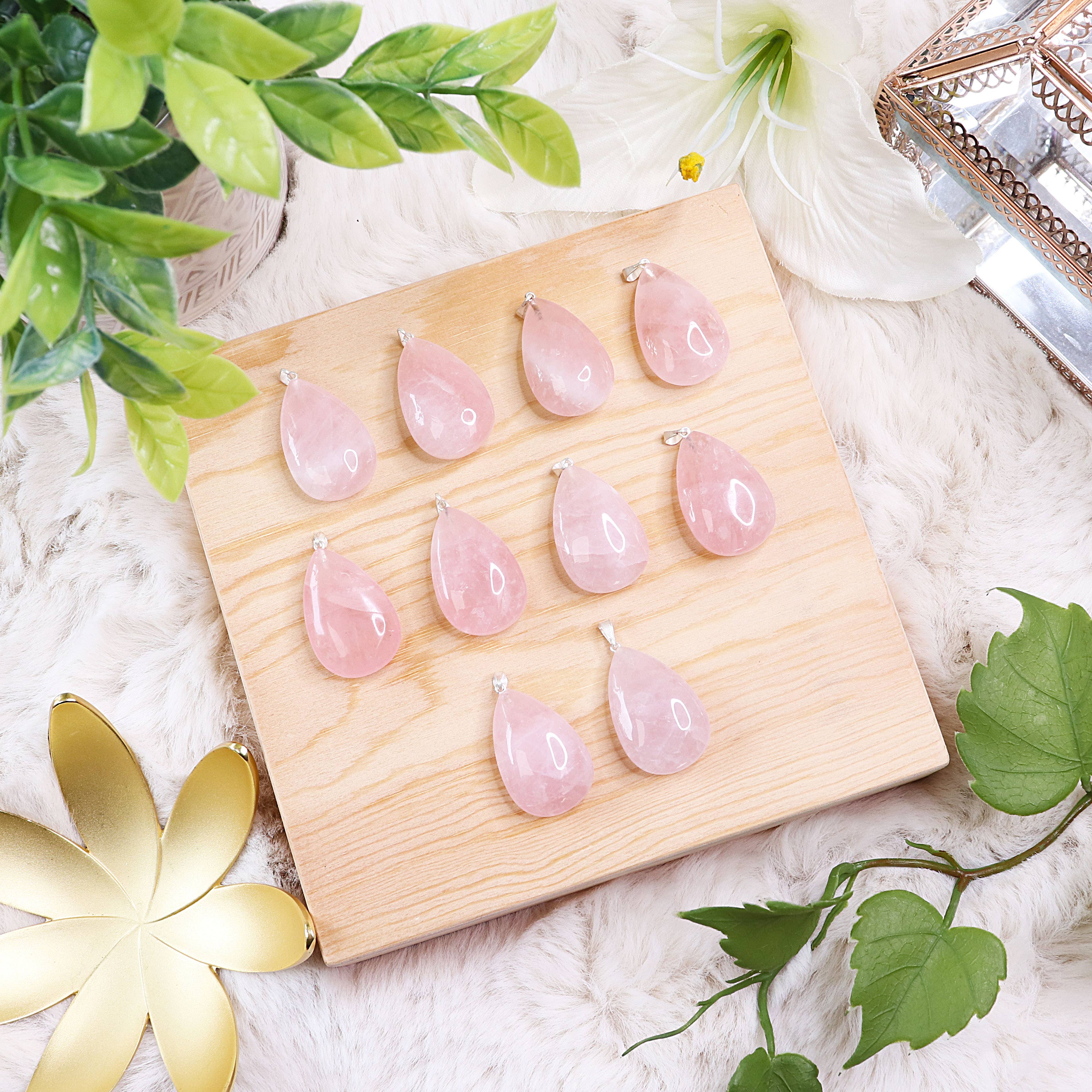 Rose Quartz Teardrop Pendants - Rose Quartz Jewelry