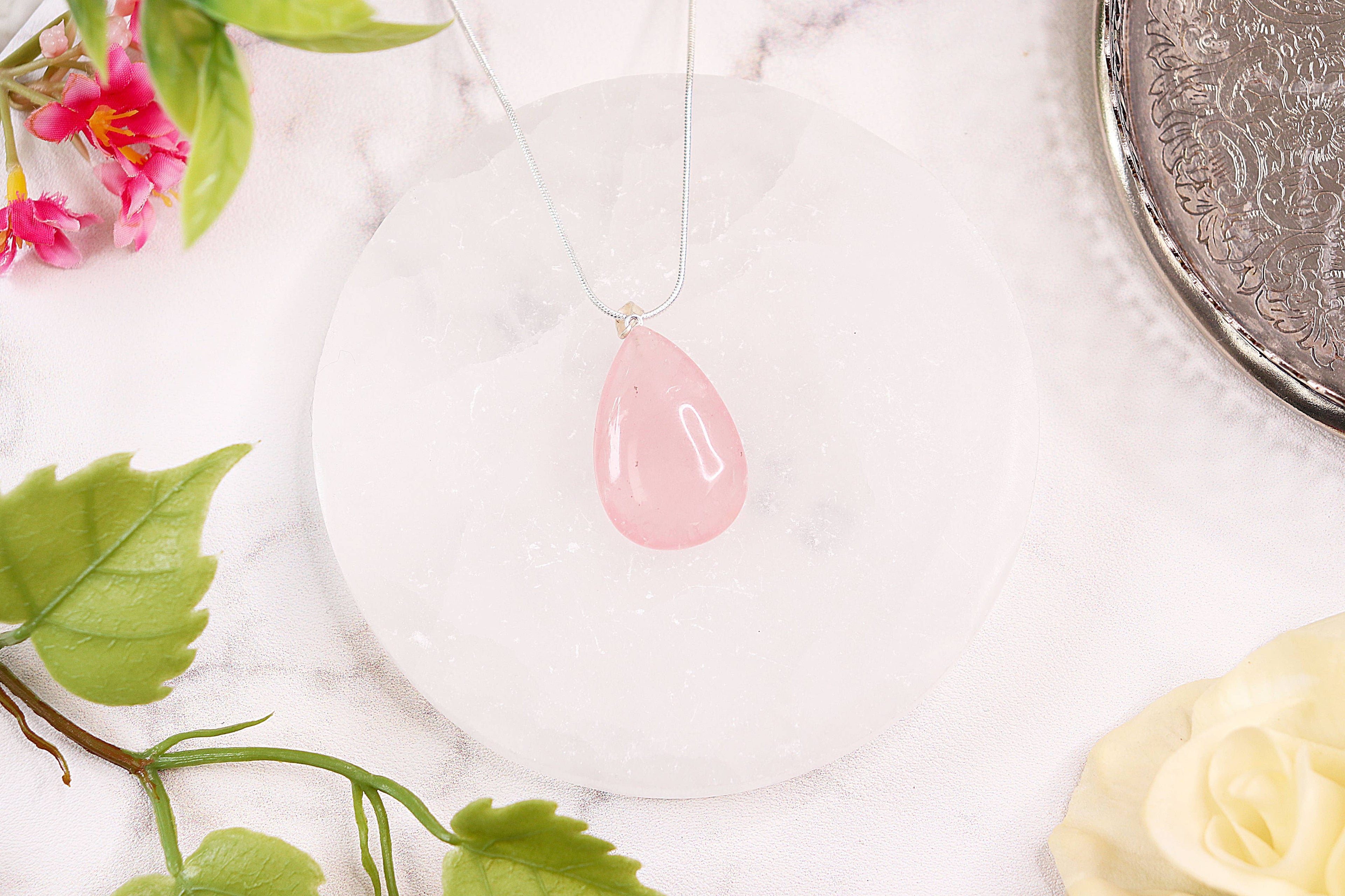 Rose Quartz Teardrop Pendants - Rose Quartz Jewelry