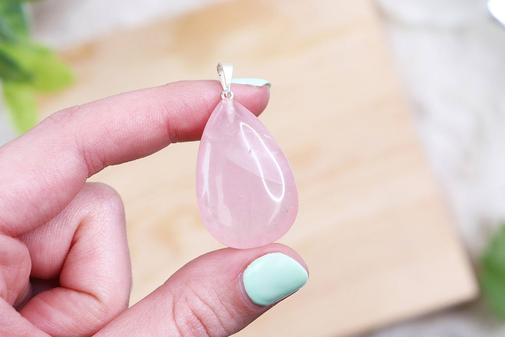 Rose Quartz Teardrop Pendants - Rose Quartz Jewelry