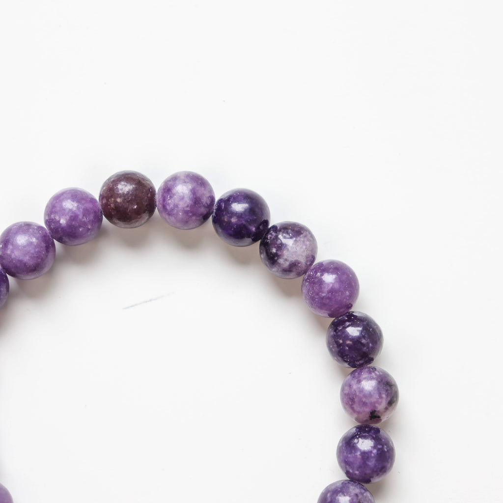 Lepidolite Round Beaded Bracelet 8 mm