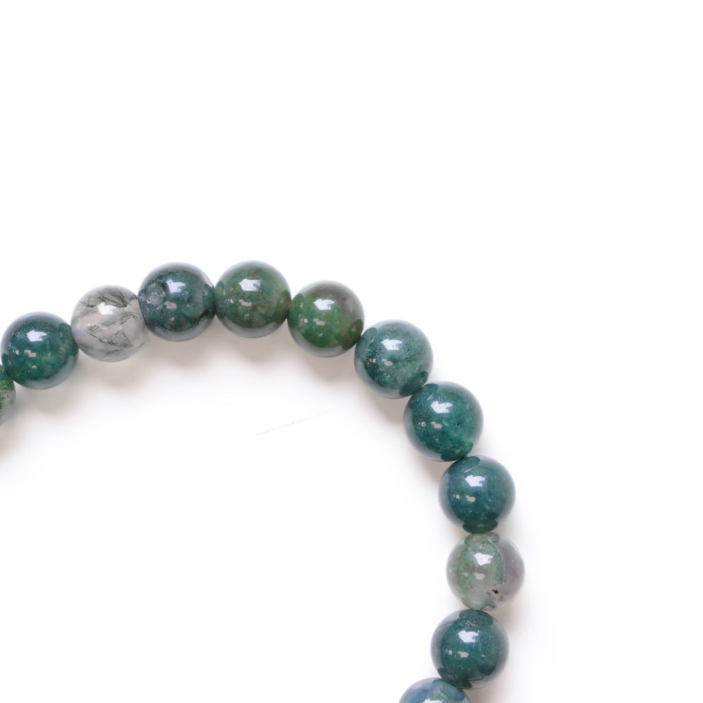 Moss Agate Round Beaded Bracelet 8 mm