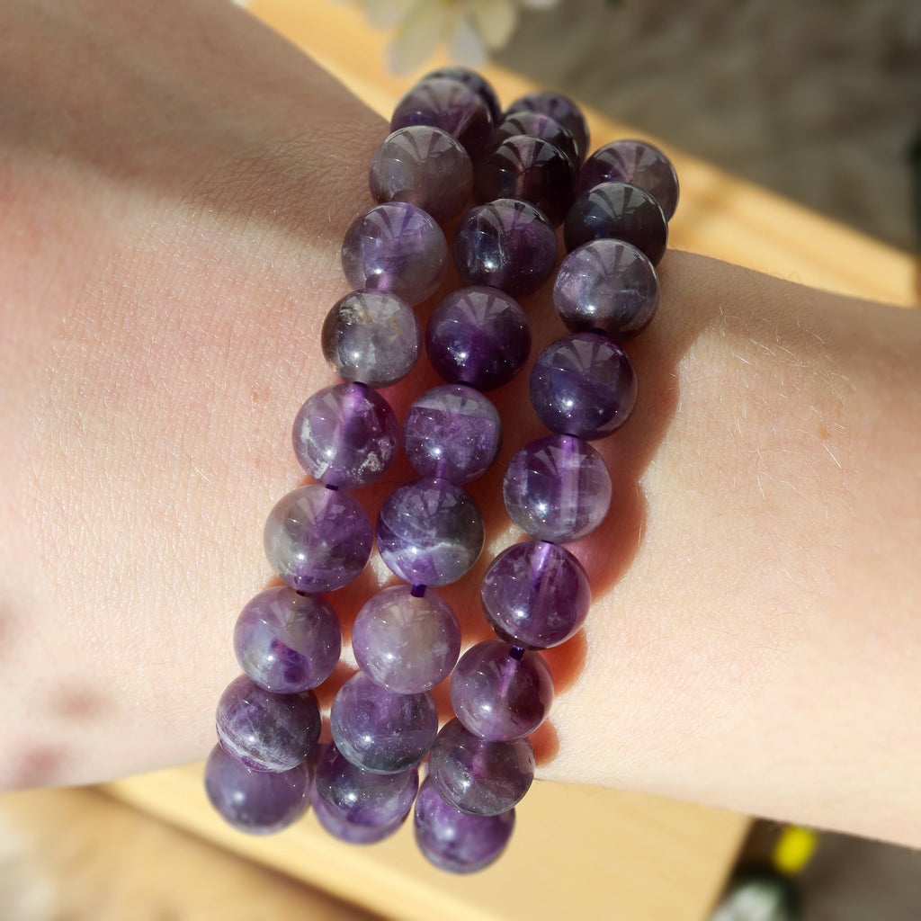 Amethyst Round Beaded Bracelet 8 mm