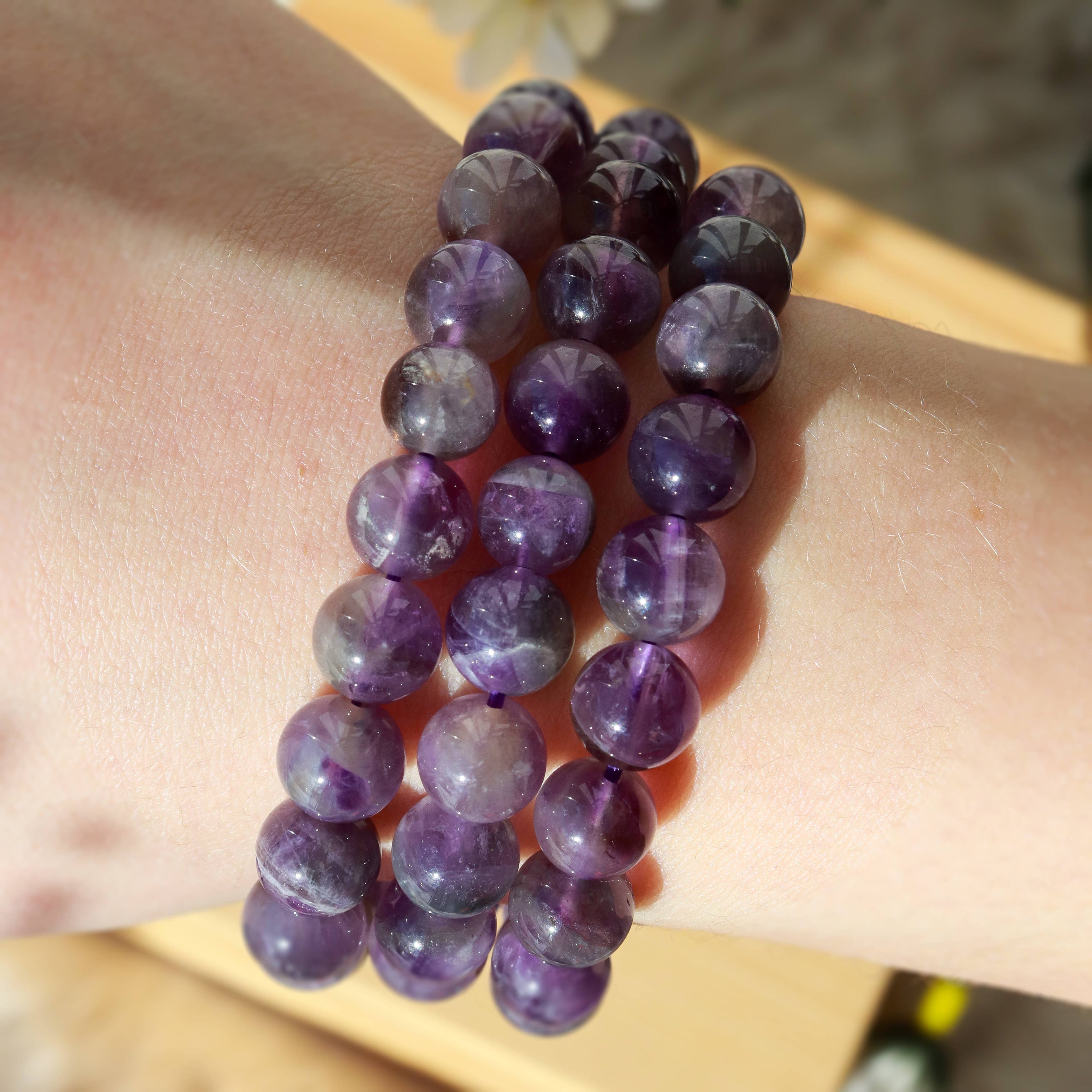 Amethyst Round Beaded Bracelet 8 mm
