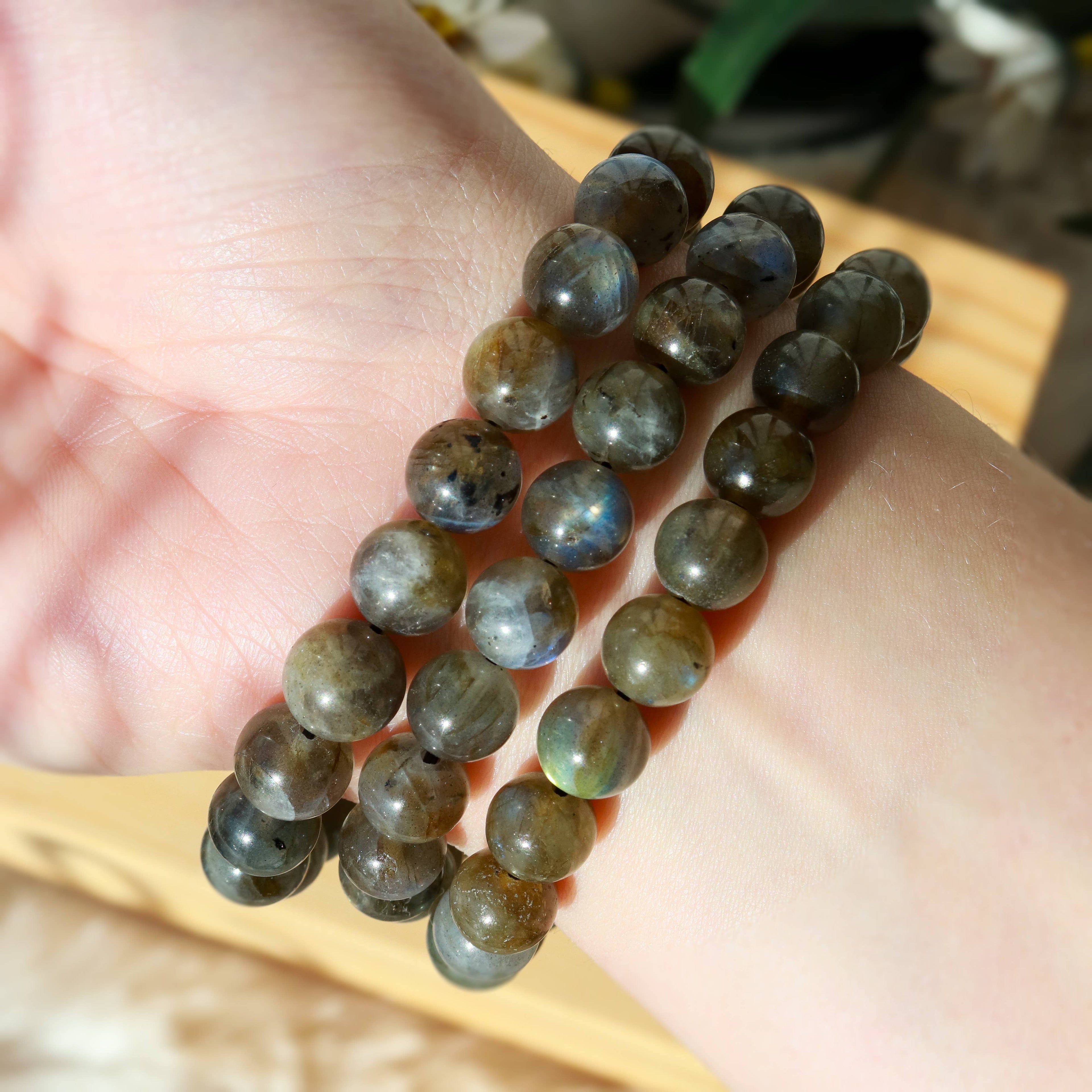 Labradorite Round Beaded Bracelet 8 mm