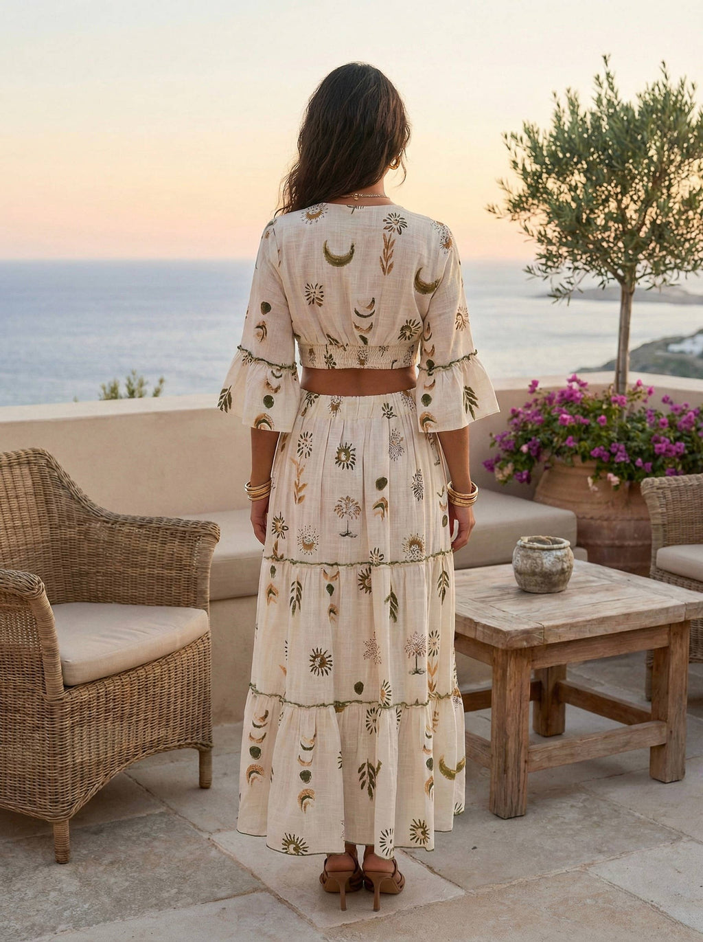 SENAYA PAIR UP | Hand-embroidered bohemian set: Beige / One size