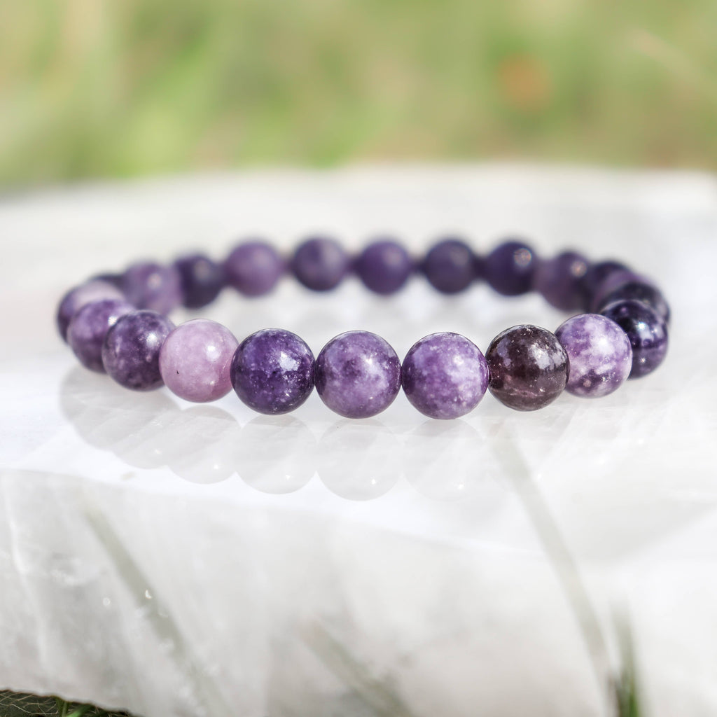 Lepidolite Round Beaded Bracelet 8 mm