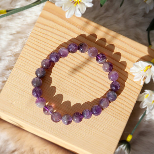 Amethyst Round Beaded Bracelet 8 mm