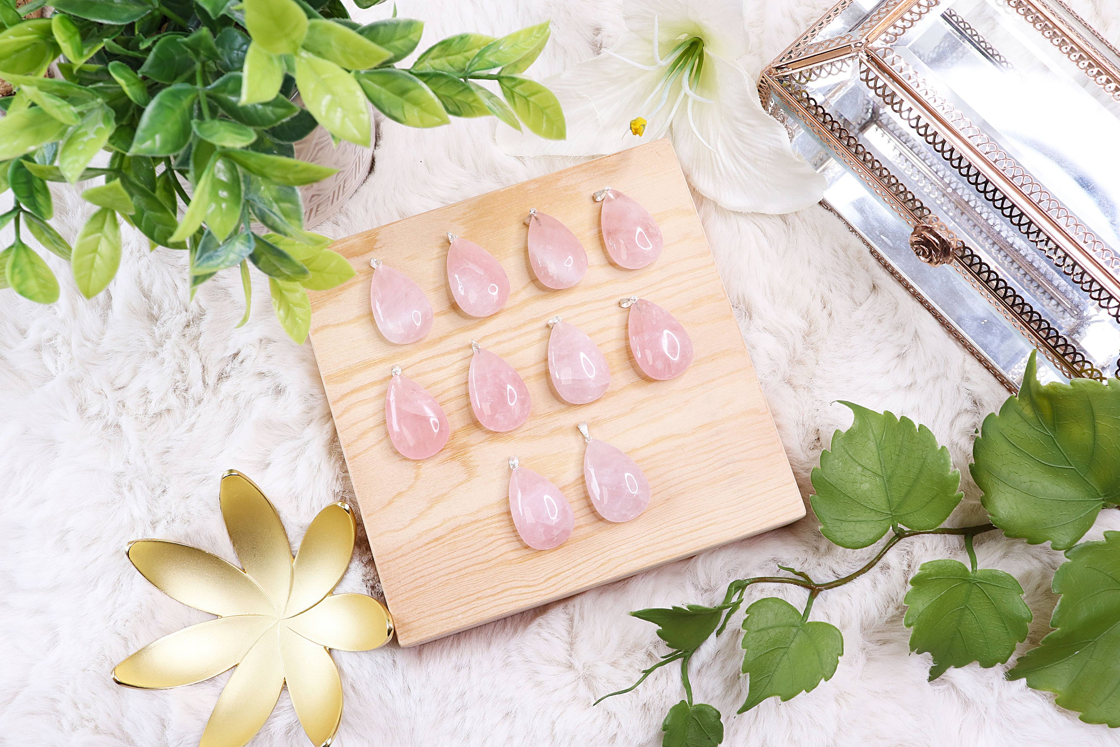 Rose Quartz Teardrop Pendants - Rose Quartz Jewelry