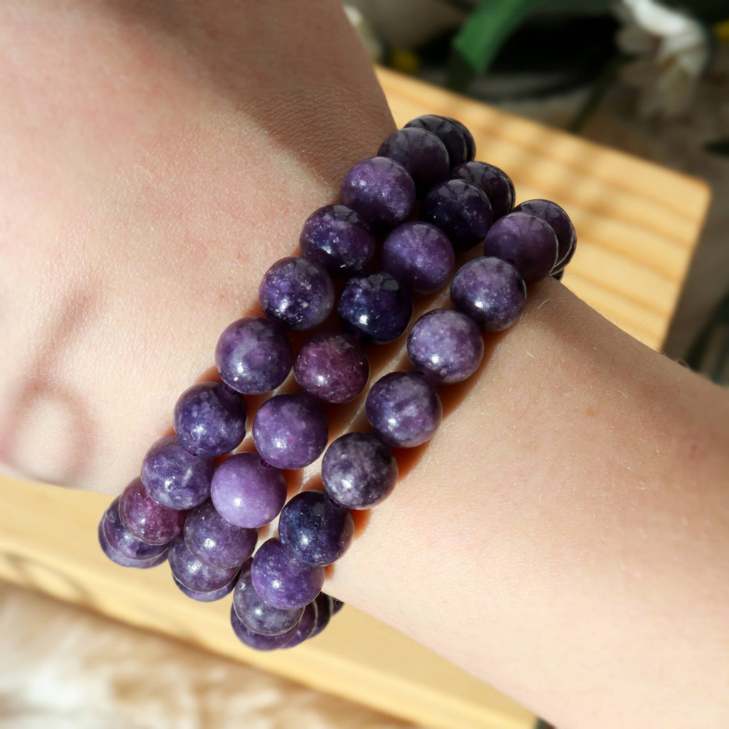Lepidolite Round Beaded Bracelet 8 mm
