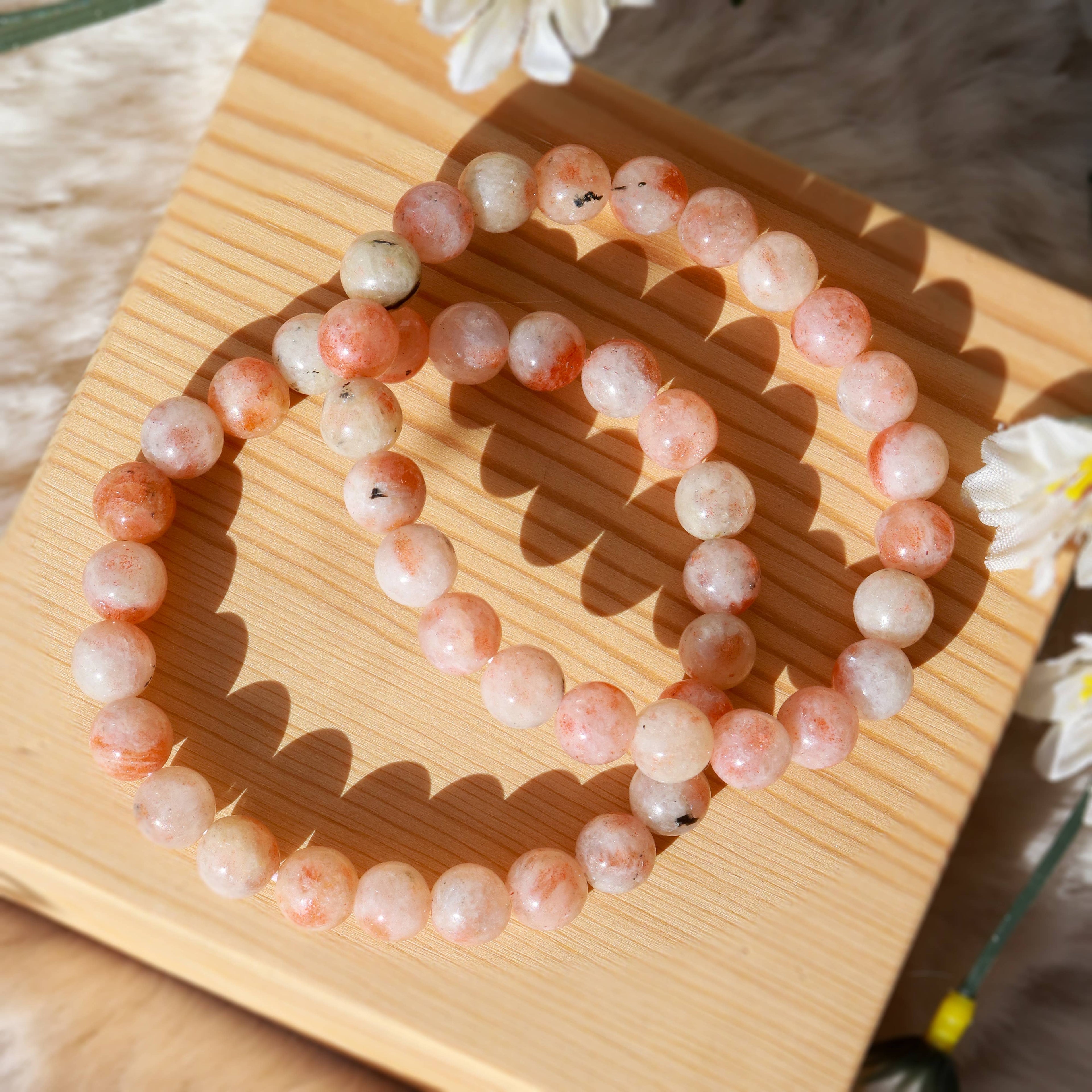 Sun Stone Round Beaded Bracelet 8 mm