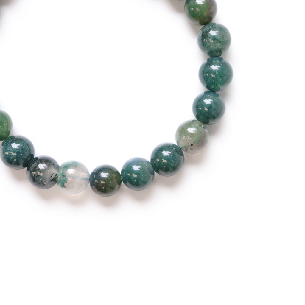 Moss Agate Round Beaded Bracelet 8 mm