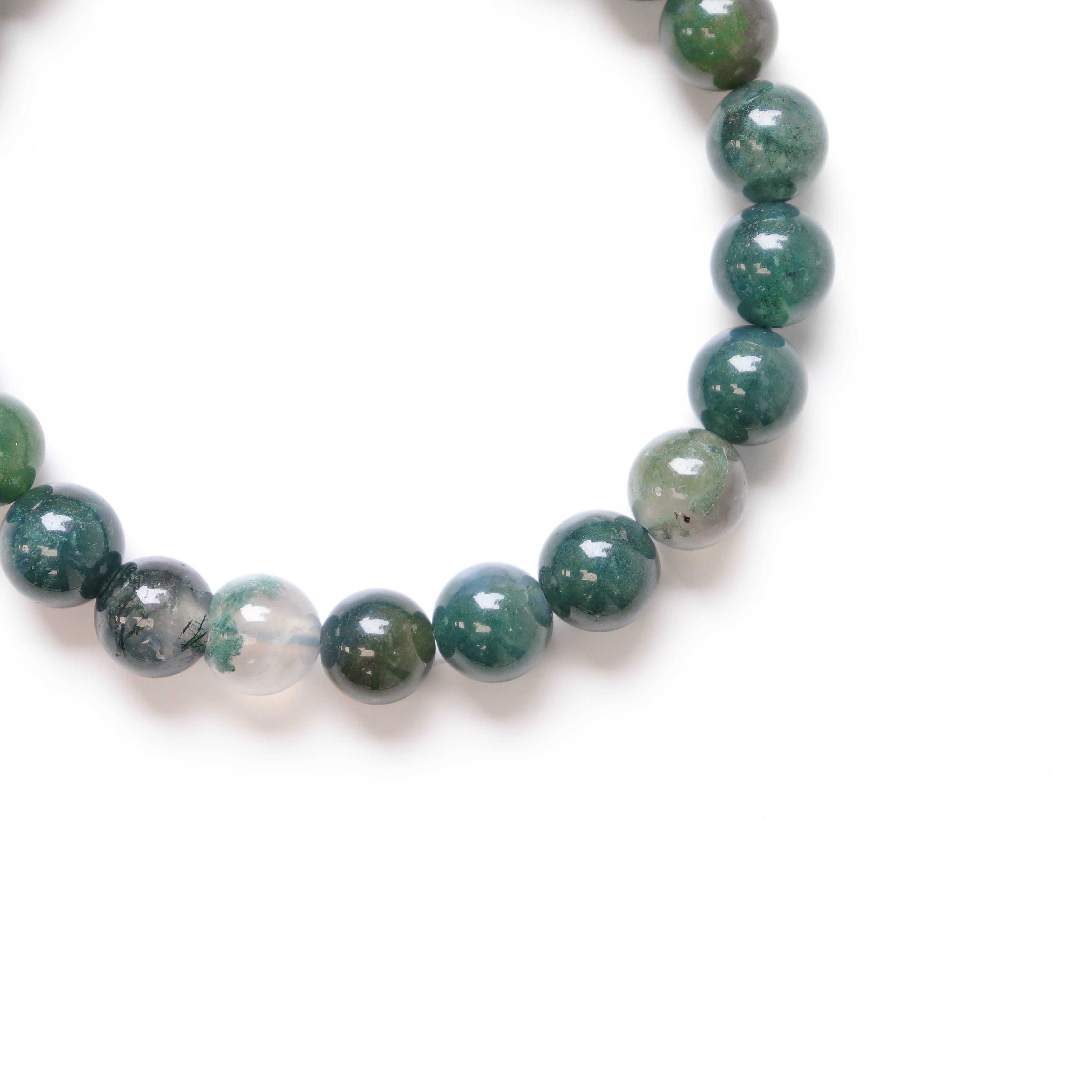 Moss Agate Round Beaded Bracelet 8 mm