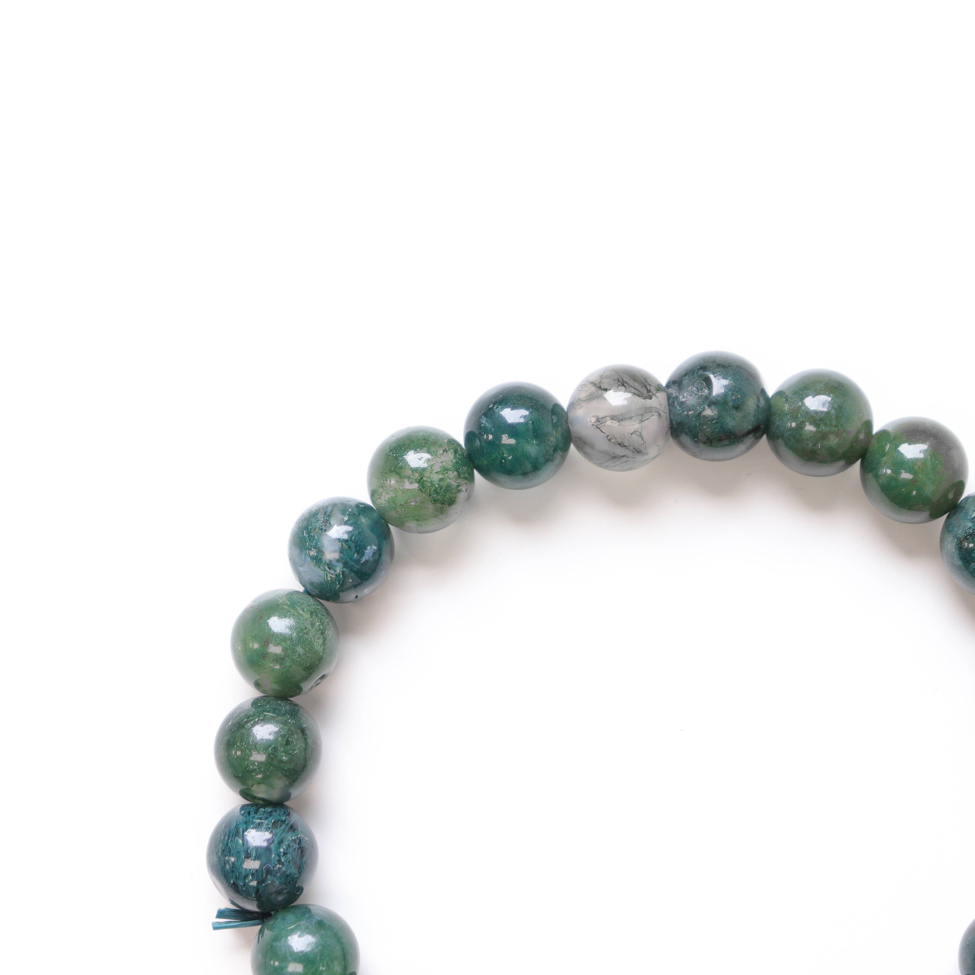 Moss Agate Round Beaded Bracelet 8 mm