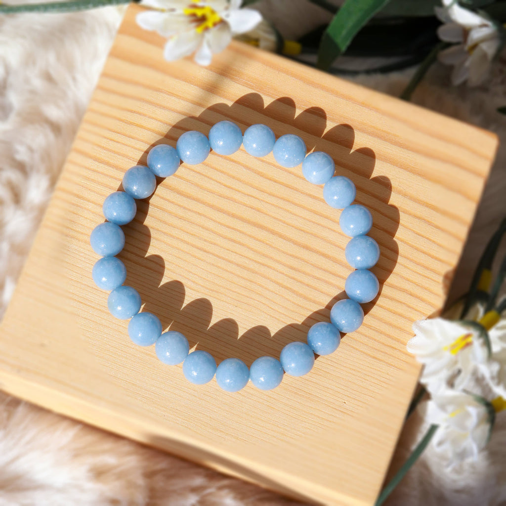 Angelite Round Beaded Bracelet Size 8 mm