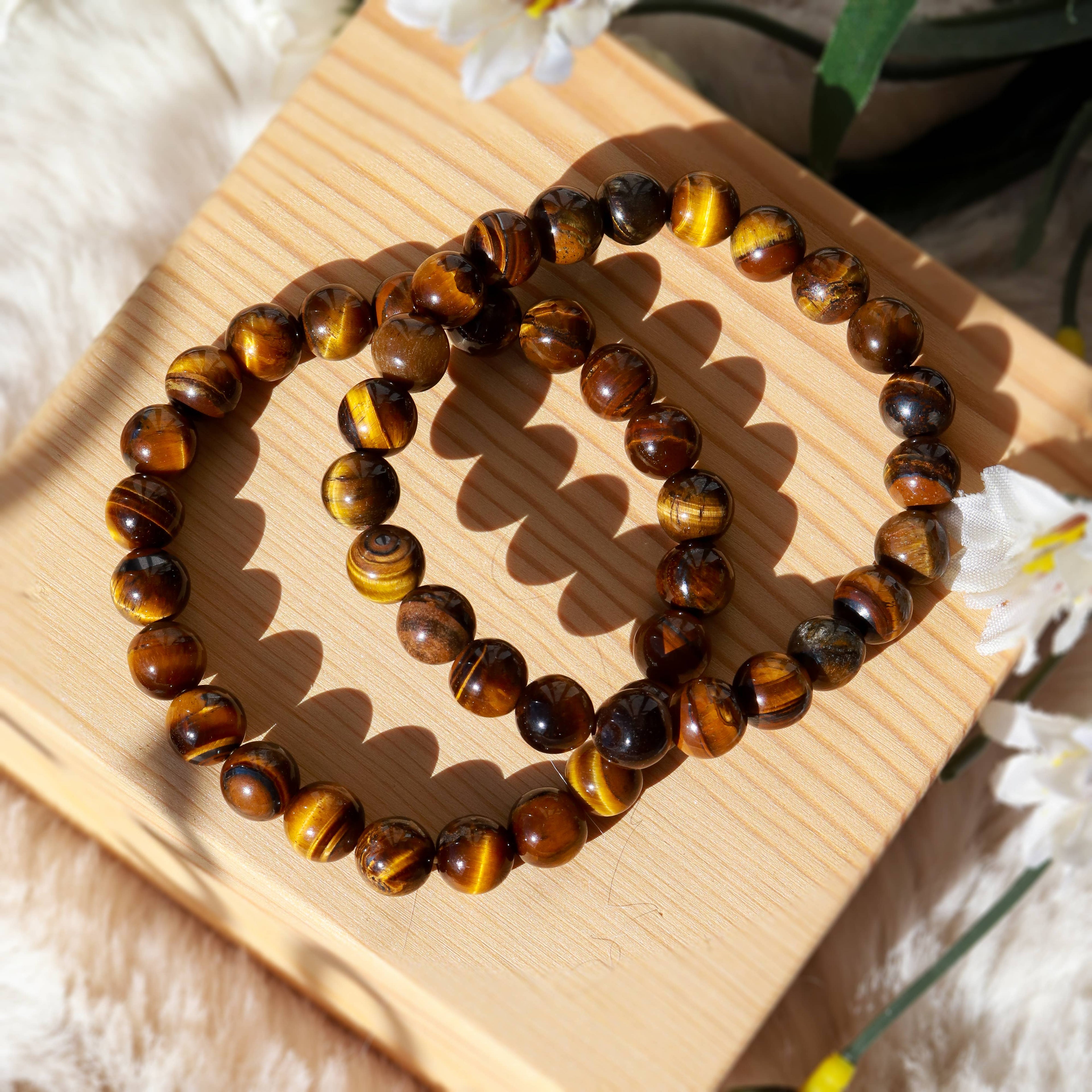 Golden Tiger's Eye Round Beaded Bracelet 8 mm