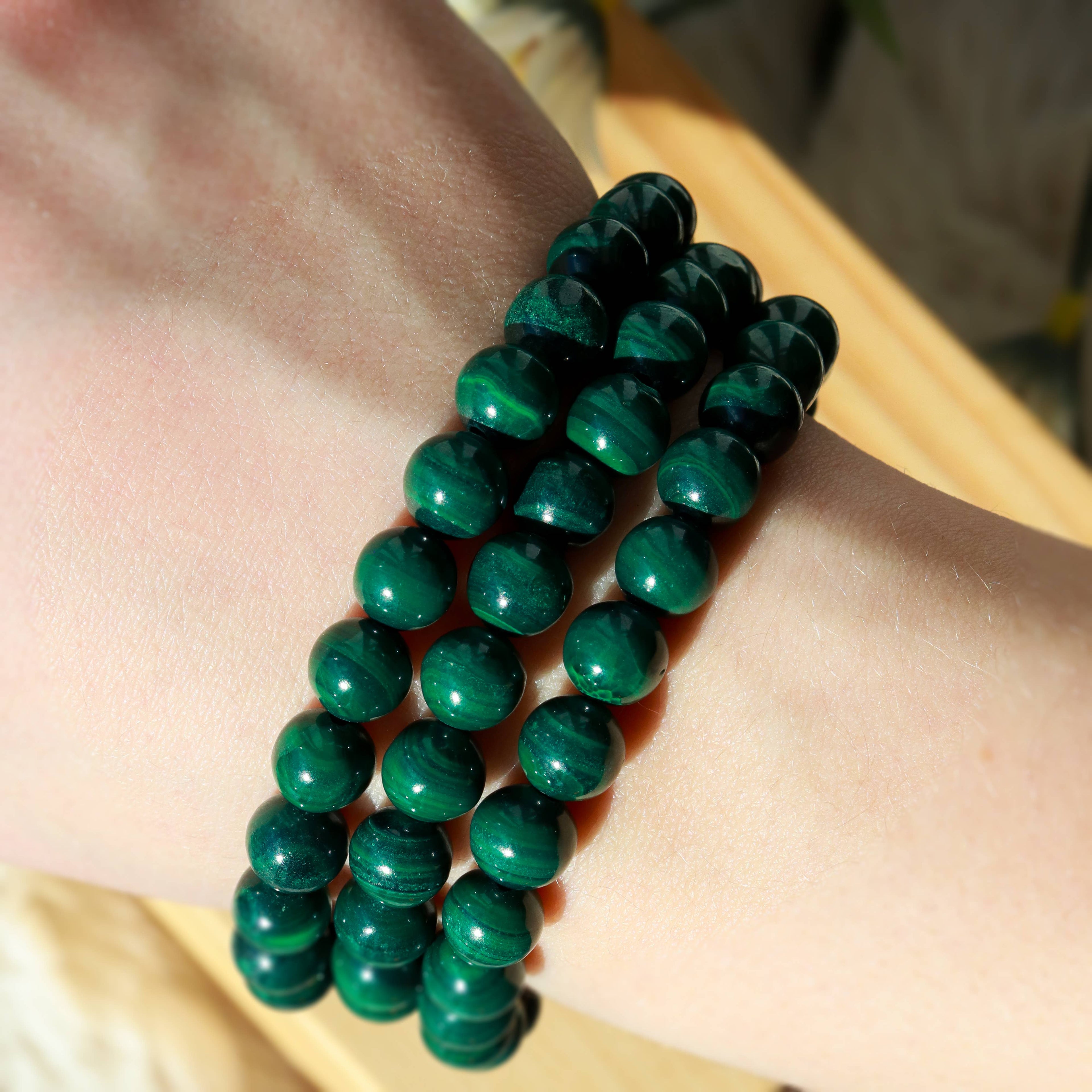 Malachite Round Beaded Bracelet