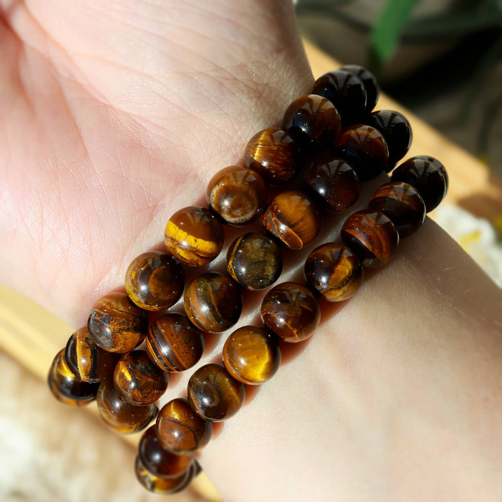Golden Tiger's Eye Round Beaded Bracelet 8 mm