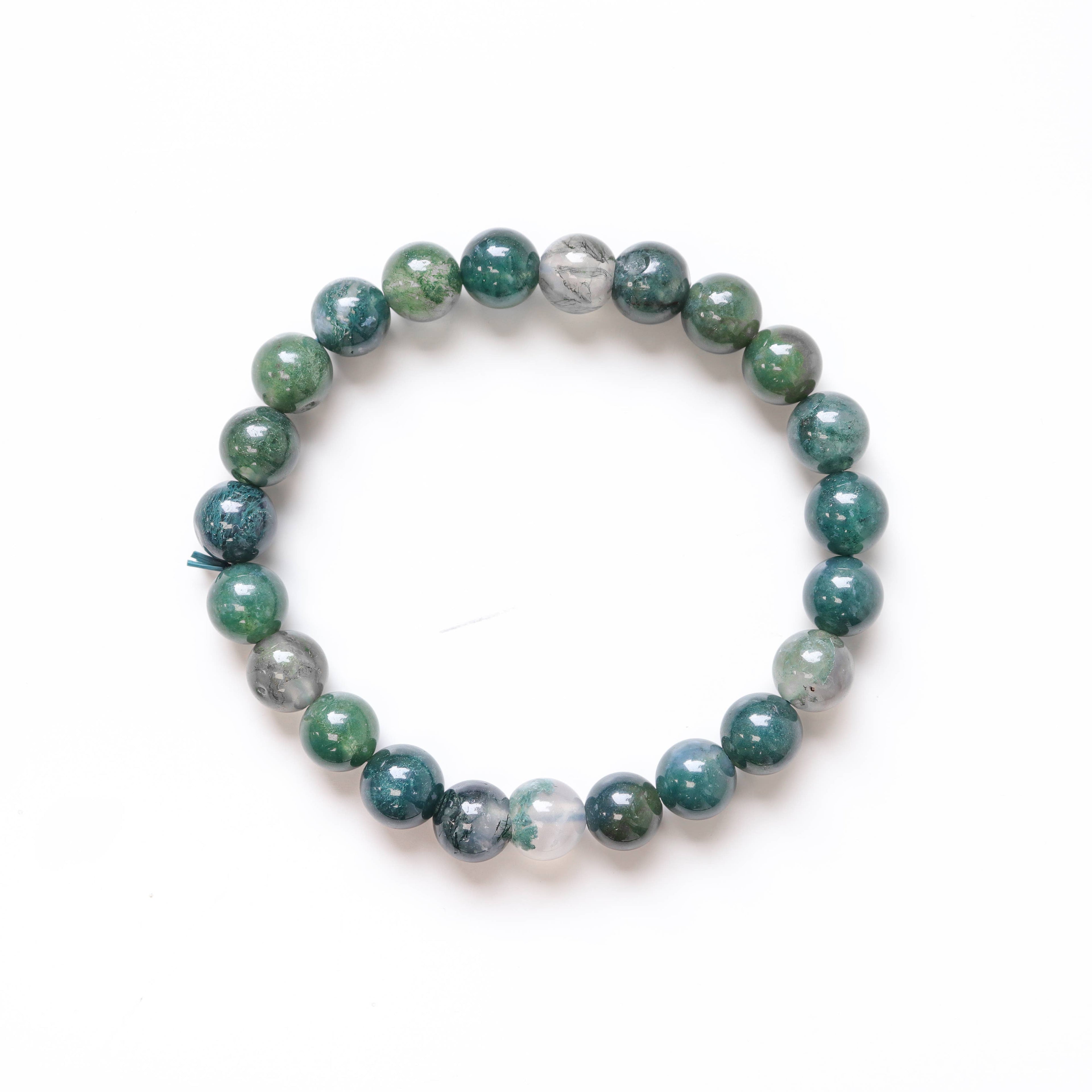 Moss Agate Round Beaded Bracelet 8 mm