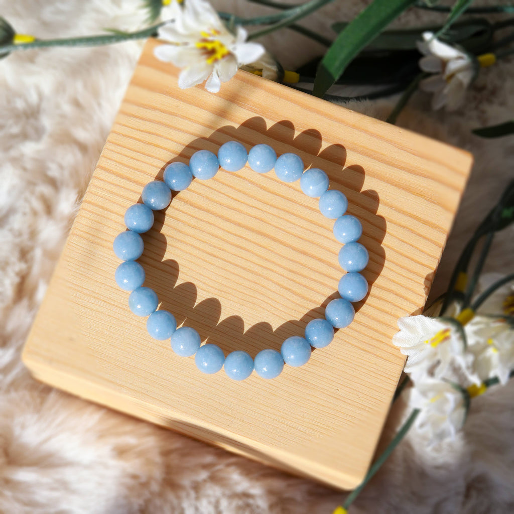 Angelite Round Beaded Bracelet Size 8 mm