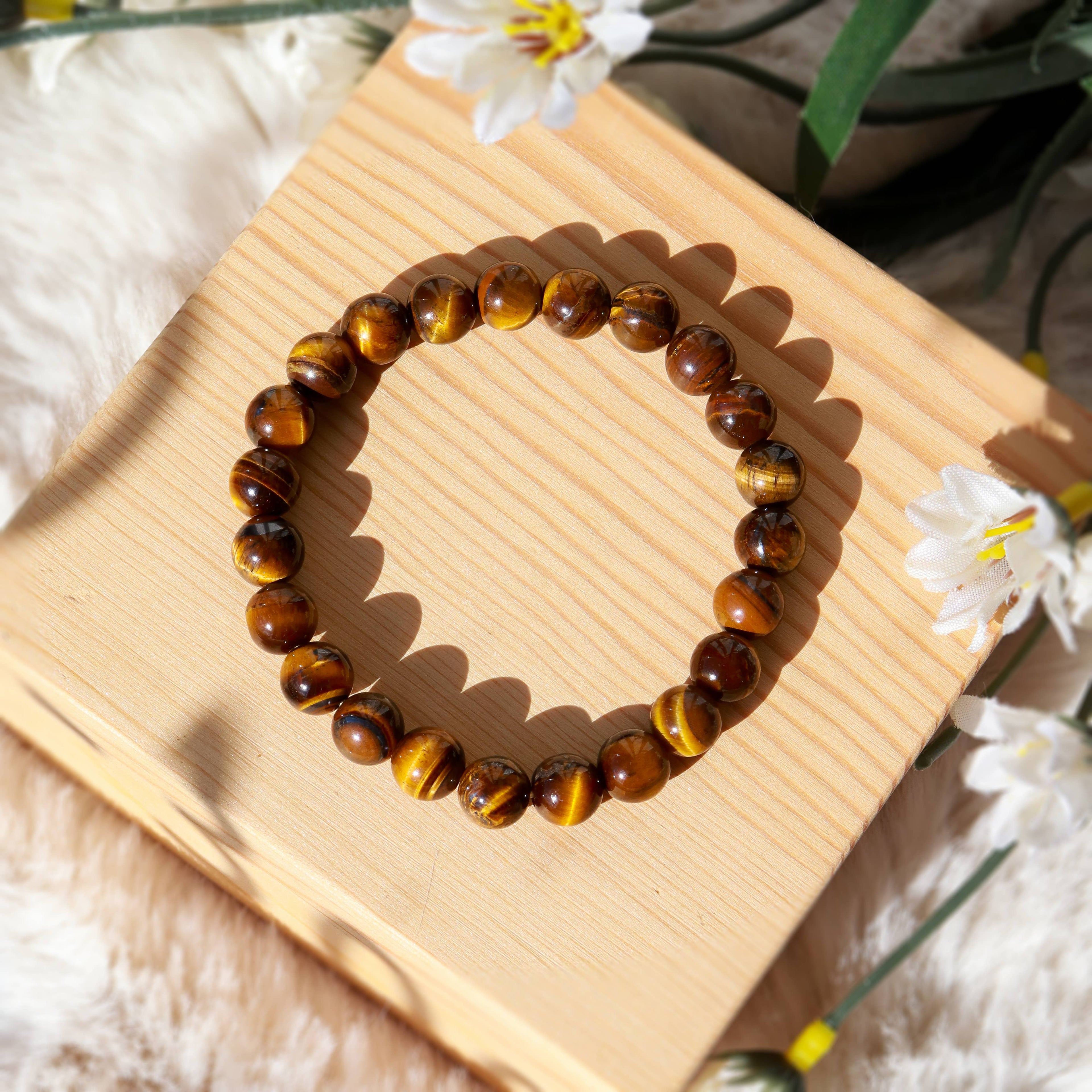 Golden Tiger's Eye Round Beaded Bracelet 8 mm