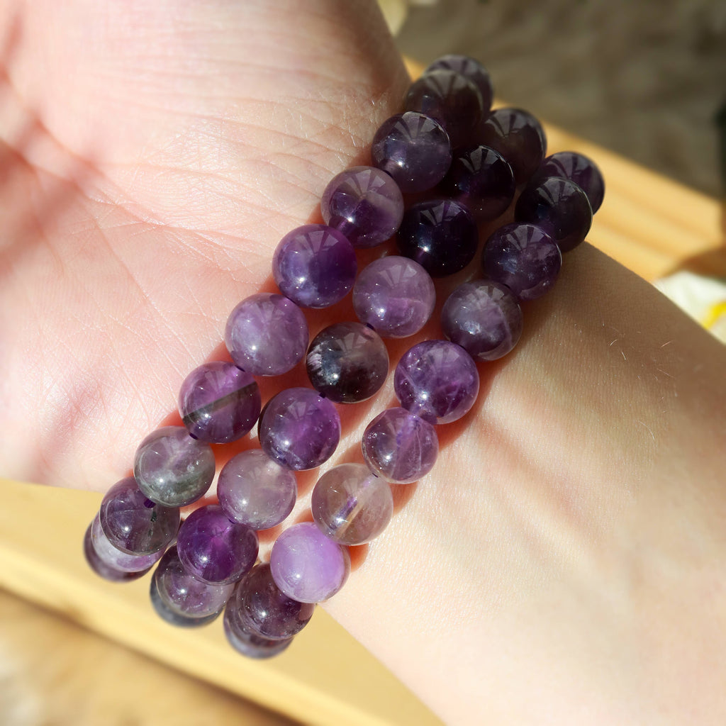 Amethyst Round Beaded Bracelet 8 mm