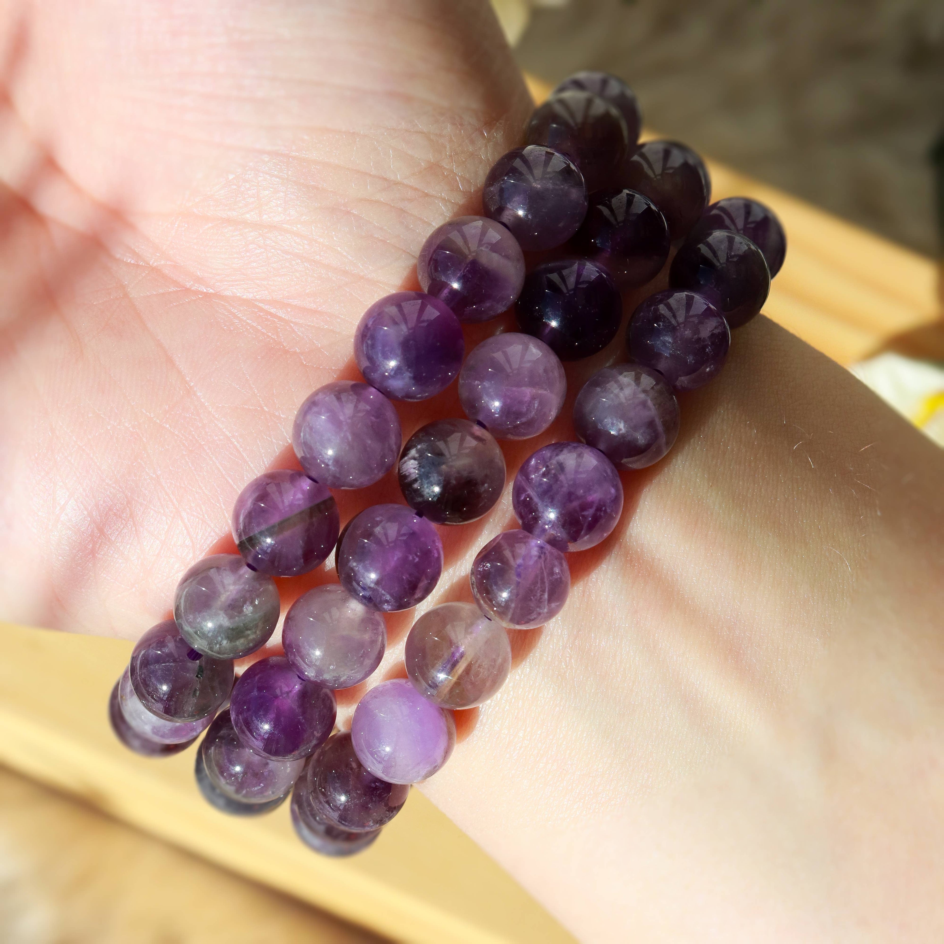 Amethyst Round Beaded Bracelet 8 mm