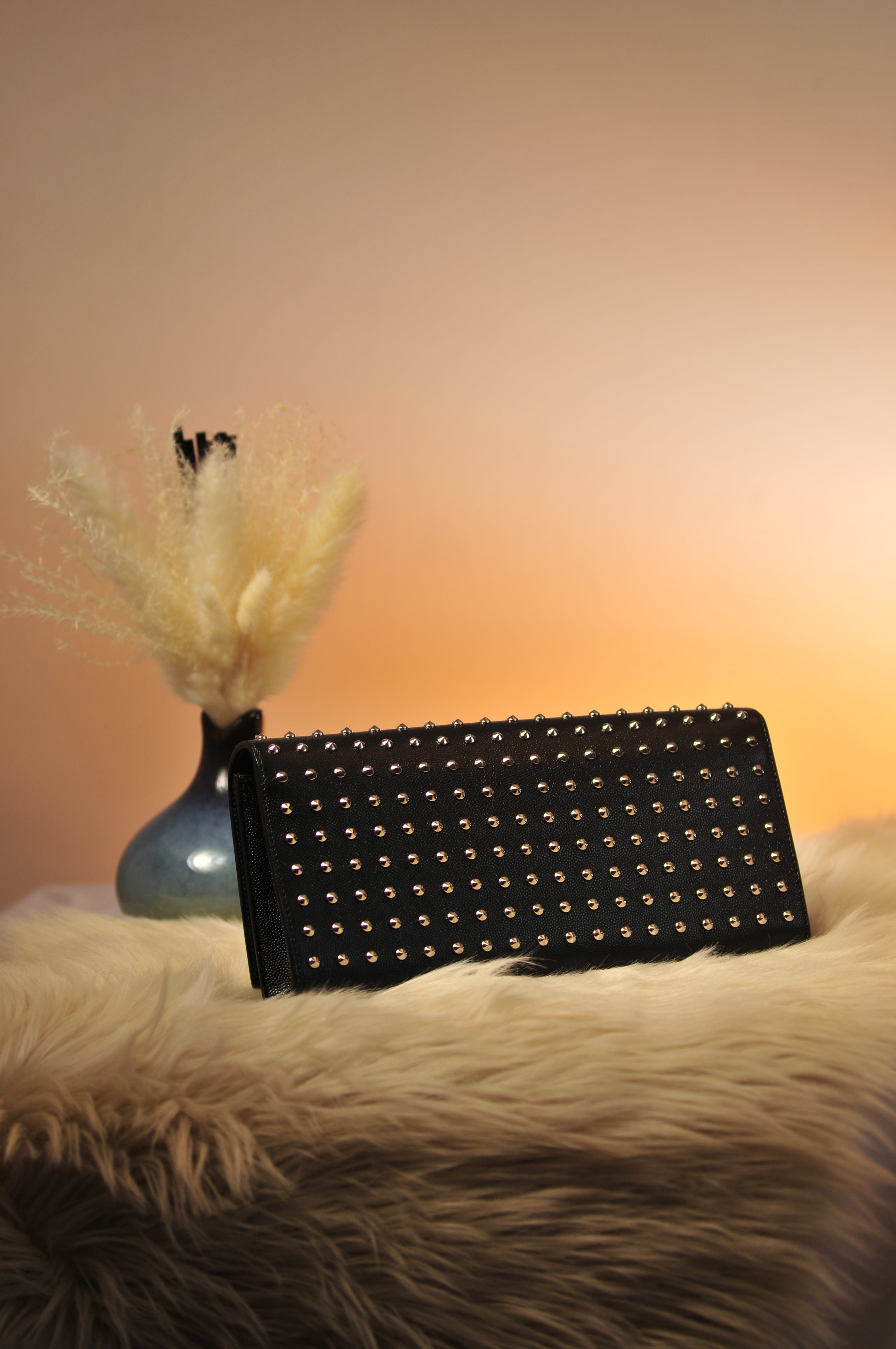 Saint Laurent Monogram Kate Studded Clutch