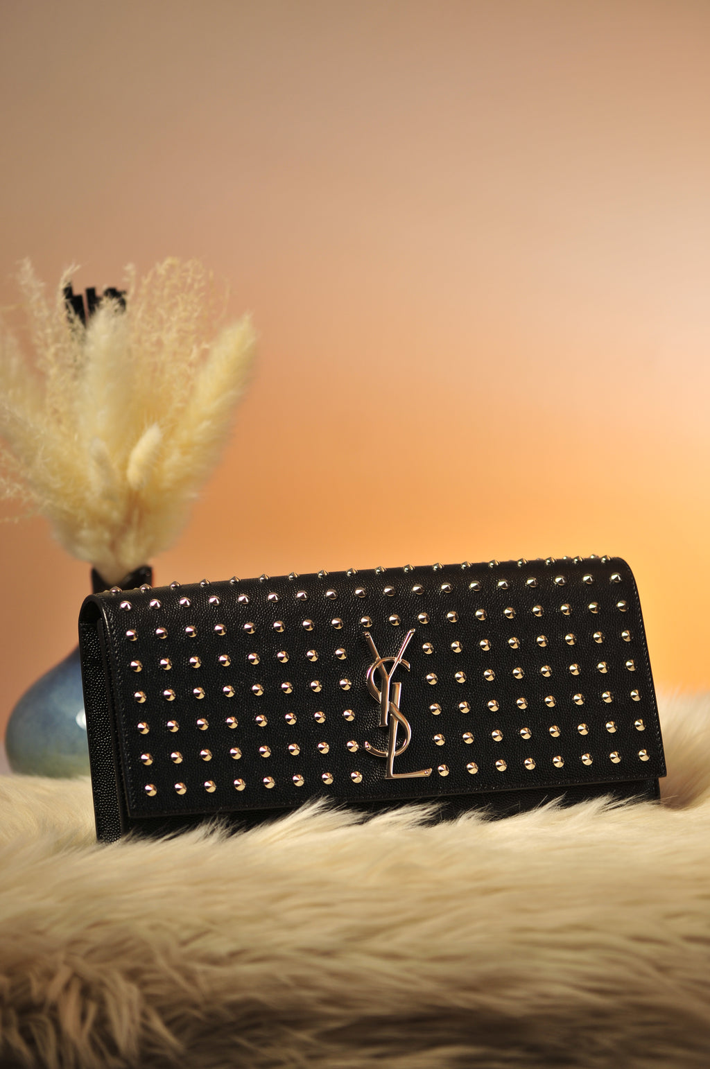 Saint Laurent Monogram Kate Studded Clutch