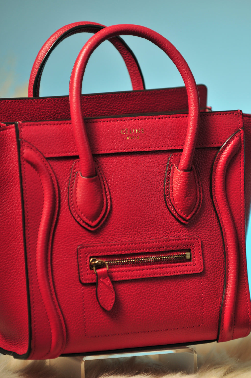 Celine Red Nano Luggage Handbag