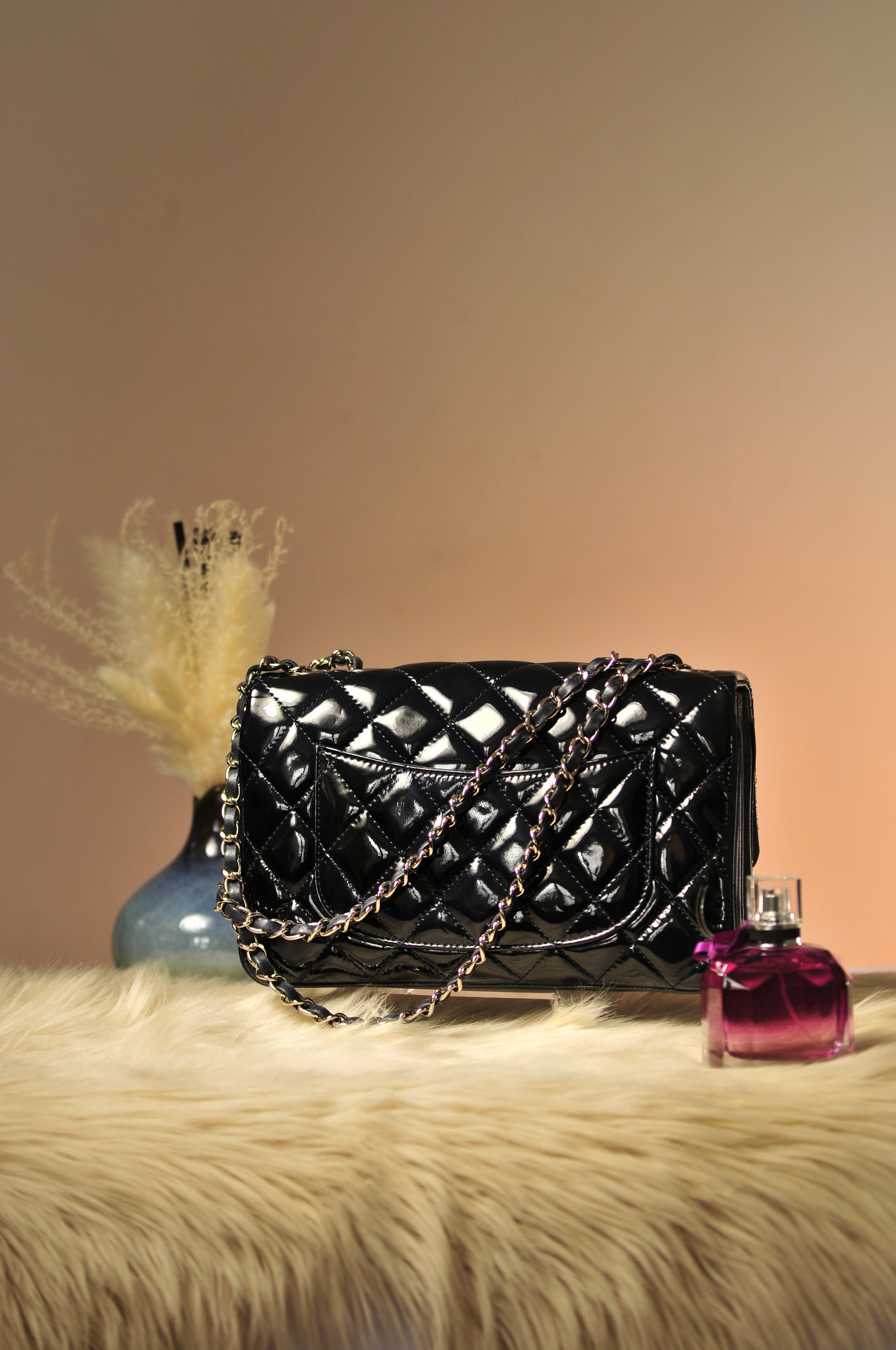 Chanel Single Flap in Patent Leather in Rare Midnight Blue Color