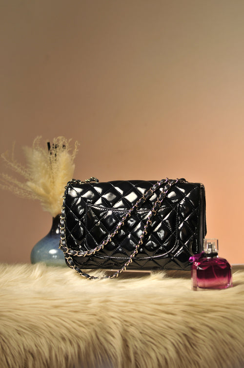 Chanel Single Flap in Patent Leather in Rare Midnight Blue Color