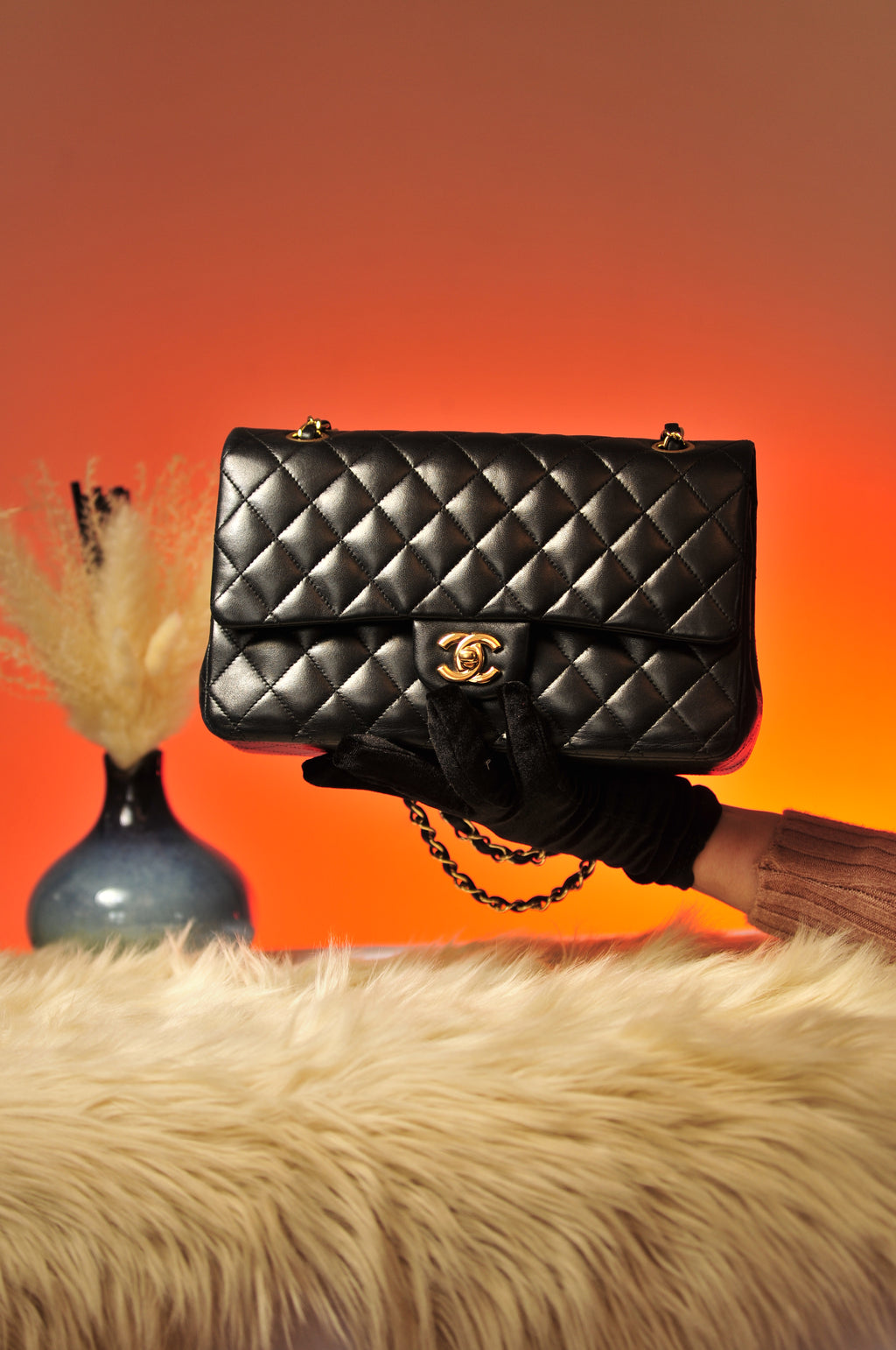 Classic Chanel Double Flap Lambskin Leather Medium