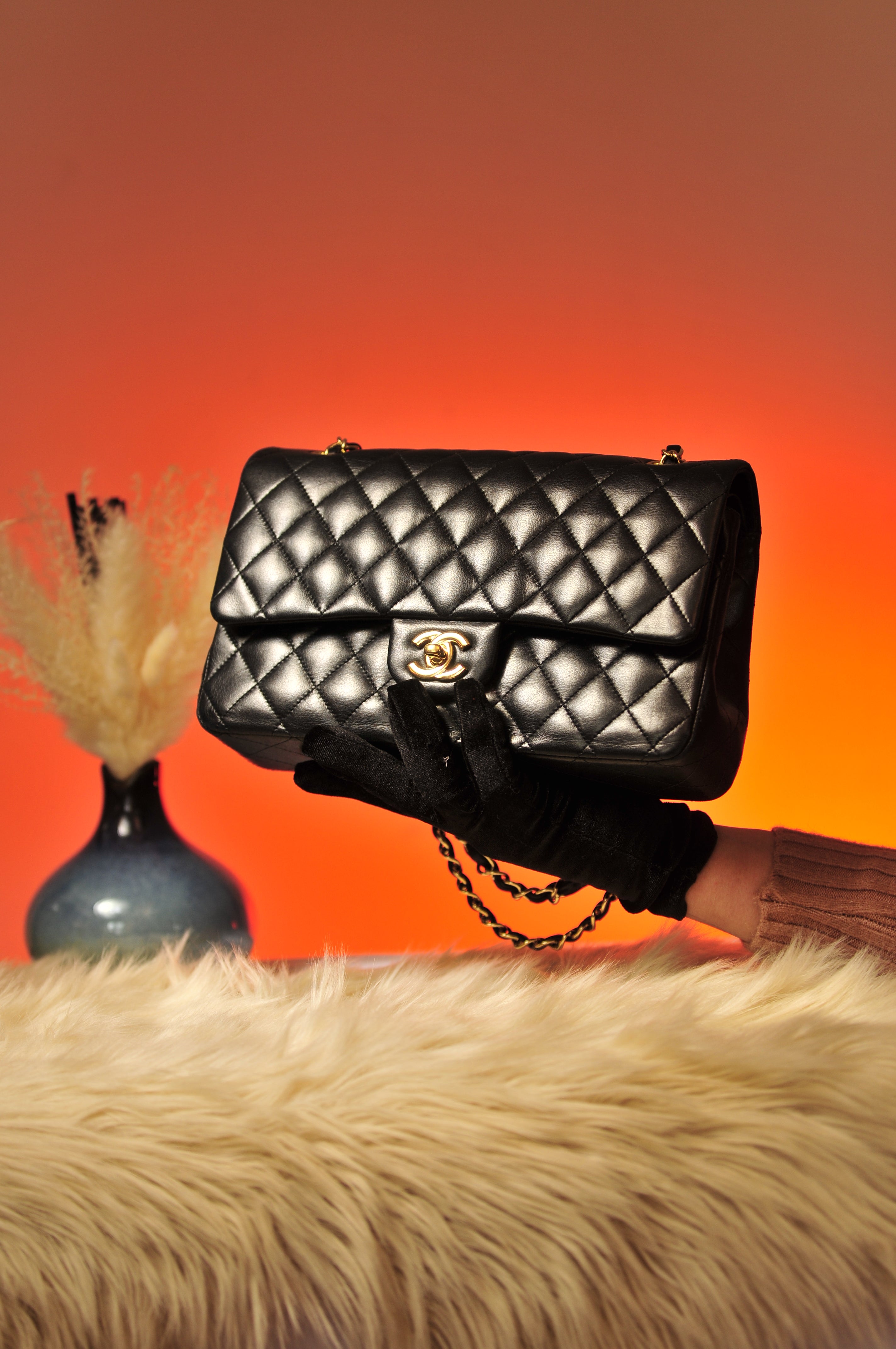 Classic Chanel Double Flap Lambskin Leather Medium