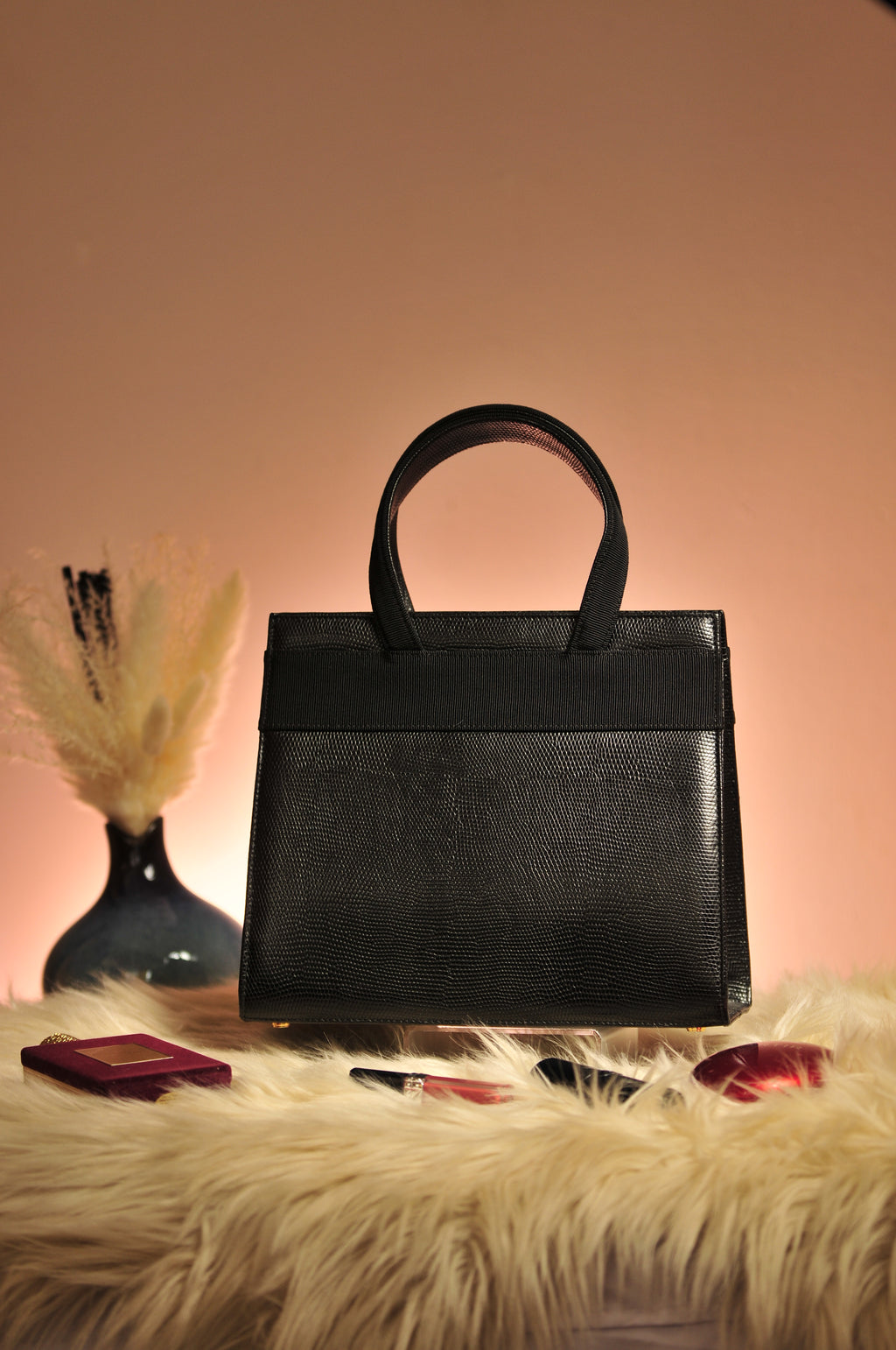 Salvatore Ferragamo Top Handle Bag in Embossed Leather with Shoulder Strap