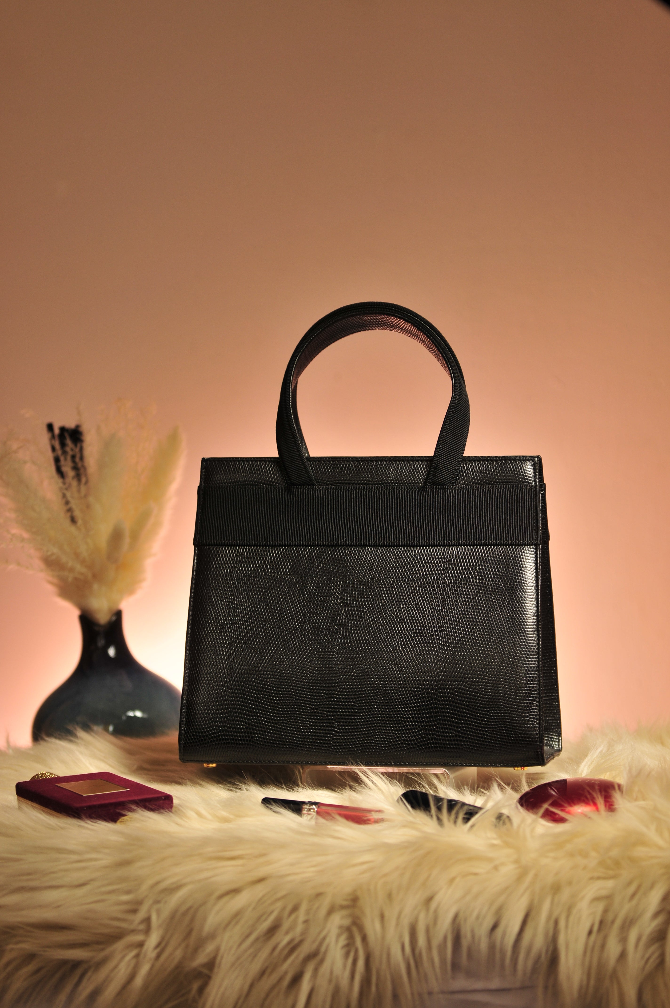 Salvatore Ferragamo Top Handle Bag in Embossed Leather with Shoulder Strap