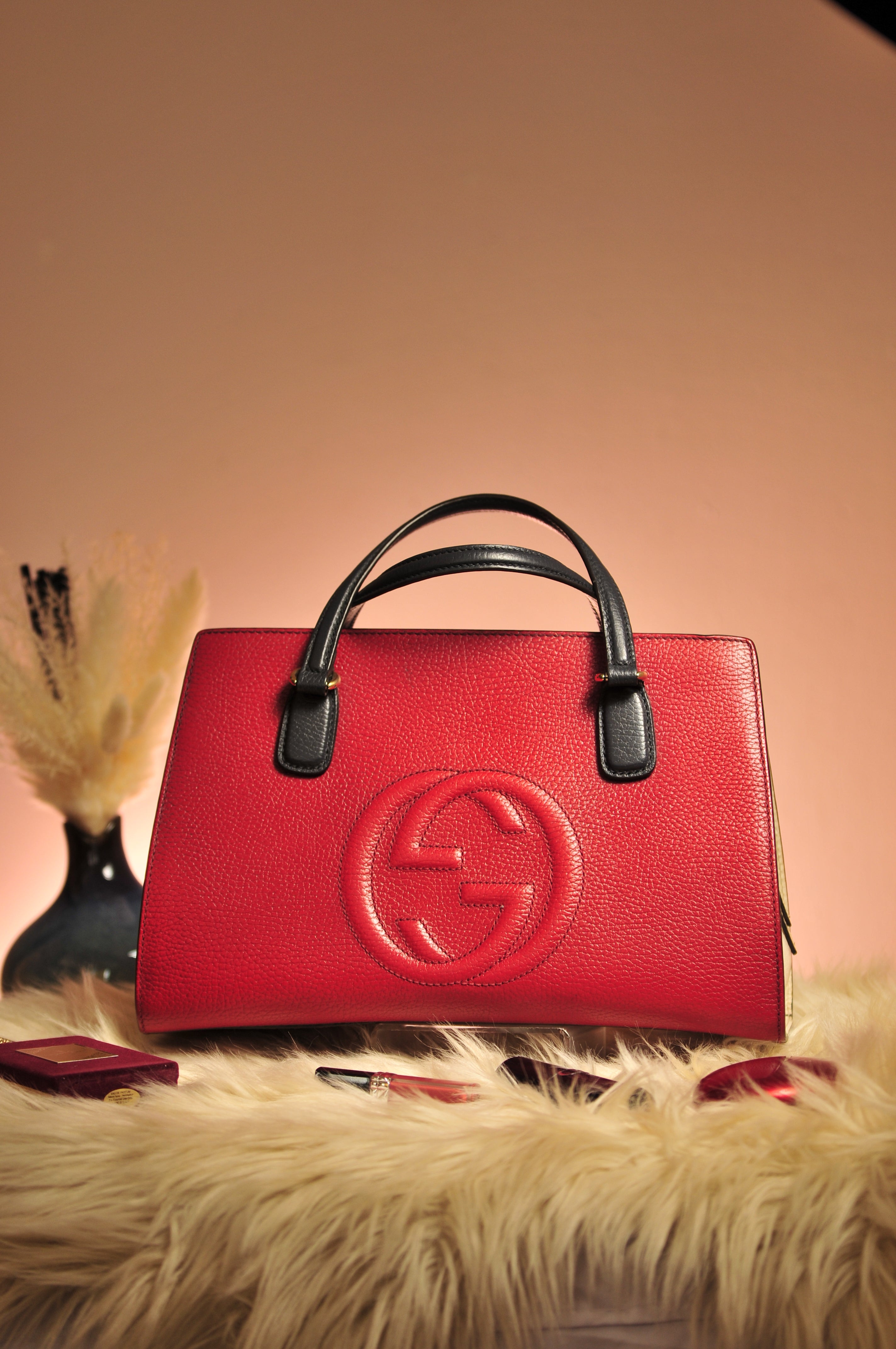 Gucci Tricolor Soho Handbag with Shoulder Strap