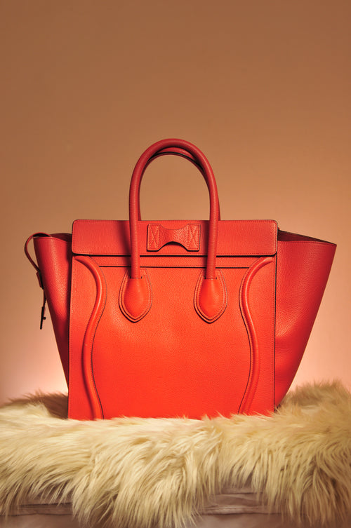 Celine Mini Luggage in Deep Orange Leather